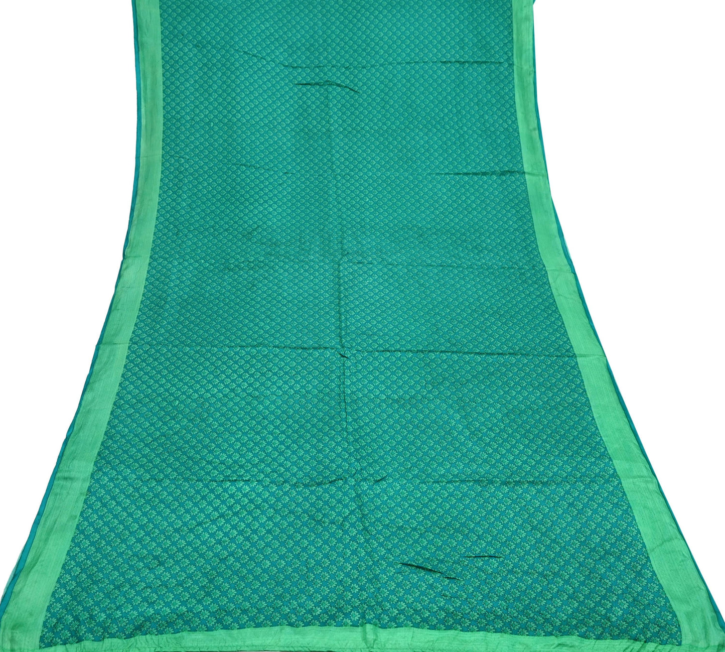 Indian Vintage Green Pure Silk Printed Saree 5 Yards Soft Floral Fabric Dressmaking, Quilting, Crafting, Sewing & Upcycling Dress Making