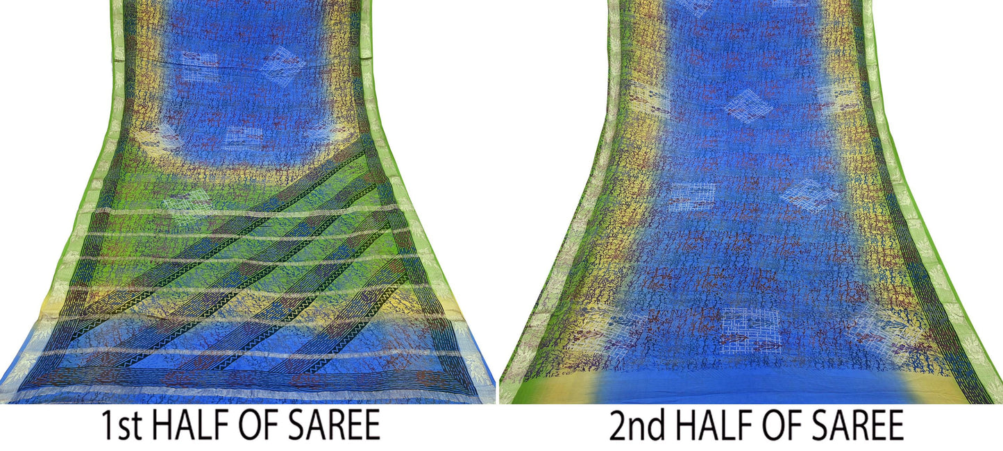 Women Vintage Sari Pure Georgette Silk Printed Saree Craft Fabric Sewing 5Yd Soft Light Dress Making Abstract Crafting Quilting