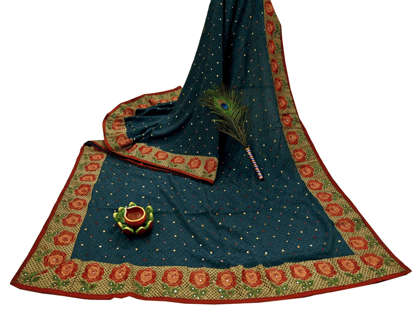 Indian Vintage Sari Gray Pure Crepe Silk Hand Embroidered Saree 5yard Sewing Floral Craft Fabric Sequins Zari