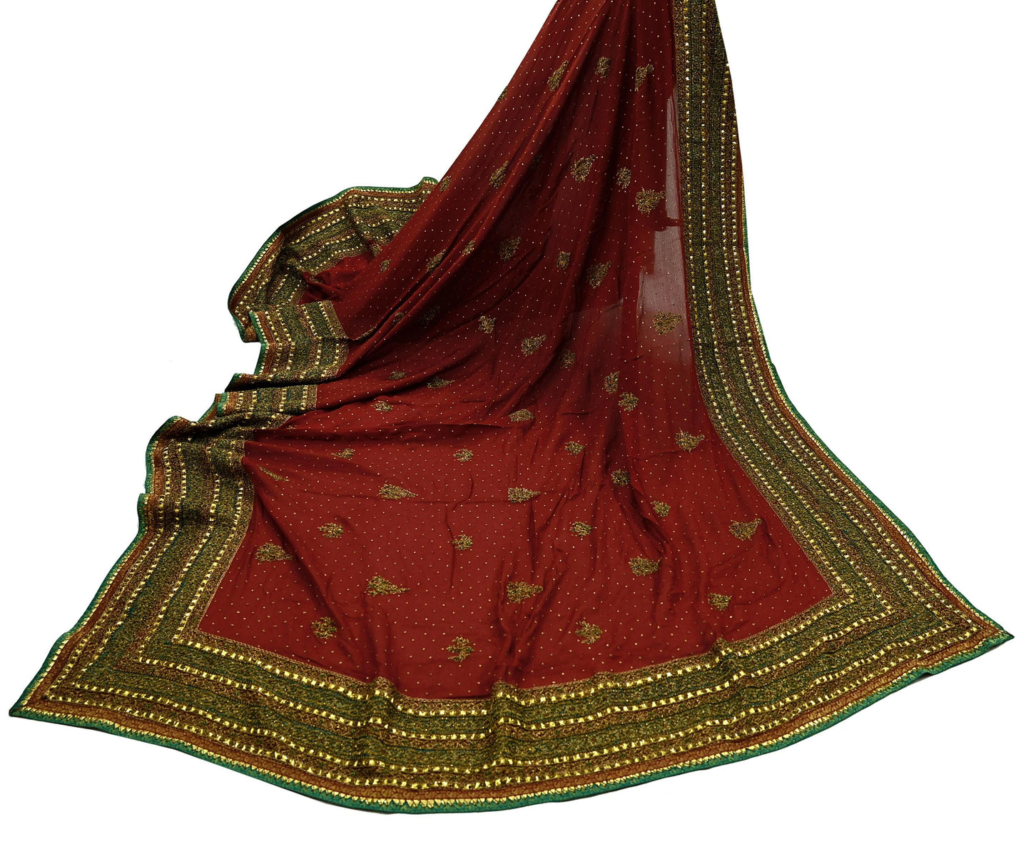 Indian Vintage Heavy Maroon Dupatta Pure Silk Long Stole Hand Embroidered Designer By Ritu Kumar Scarves Scarf Zari Zardozi