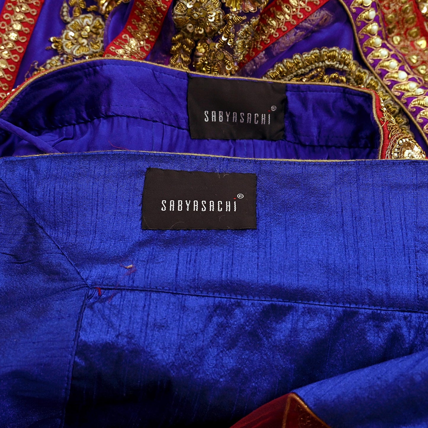 Indian New Heavy Purple & Maroon Colored Mesh/Net Hand Embroidered Lehenga 2pcs Set By Designer Sabyasachi Bridal Wear