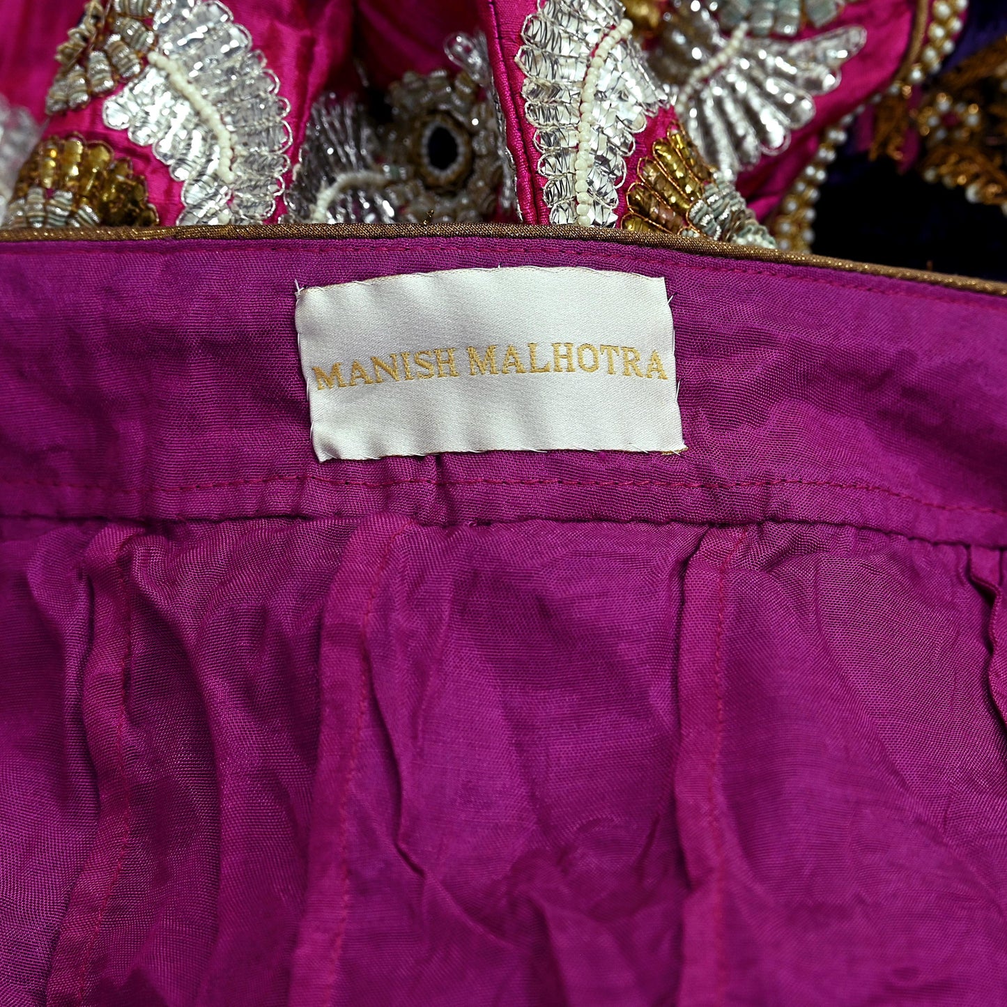 Indian Heavy Wedding purple Pure Chanderi Silk Hand Embroidered Lehenga/Skirt Designer By Manish Malhotra Bridal Wear Zardozi/ Dabka