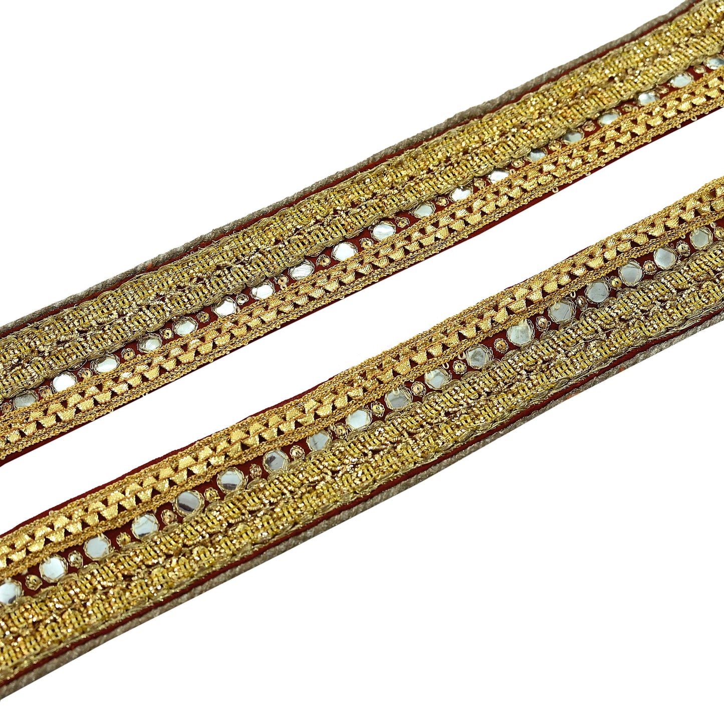 Indian Vintage Maroon Sari Border Hand Embroidered Craft Trim Lace Sewing Pure Georgette Silk Ribbon Recycled Zardozi