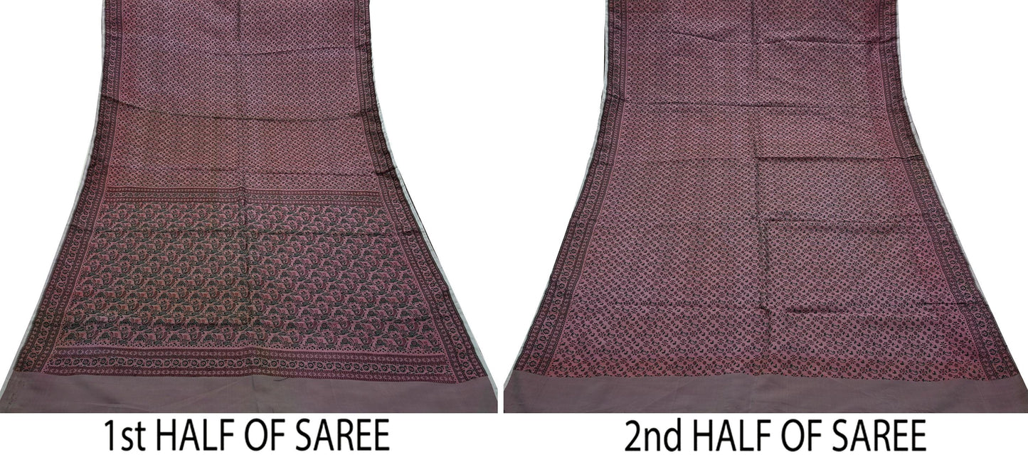 Indian Vintage Sari Purple Artificial Silk Hand Woven Brocade Sarees 5yd Ethnic Craft Fabric Sewing Wedding Sarees Dress making Crafting