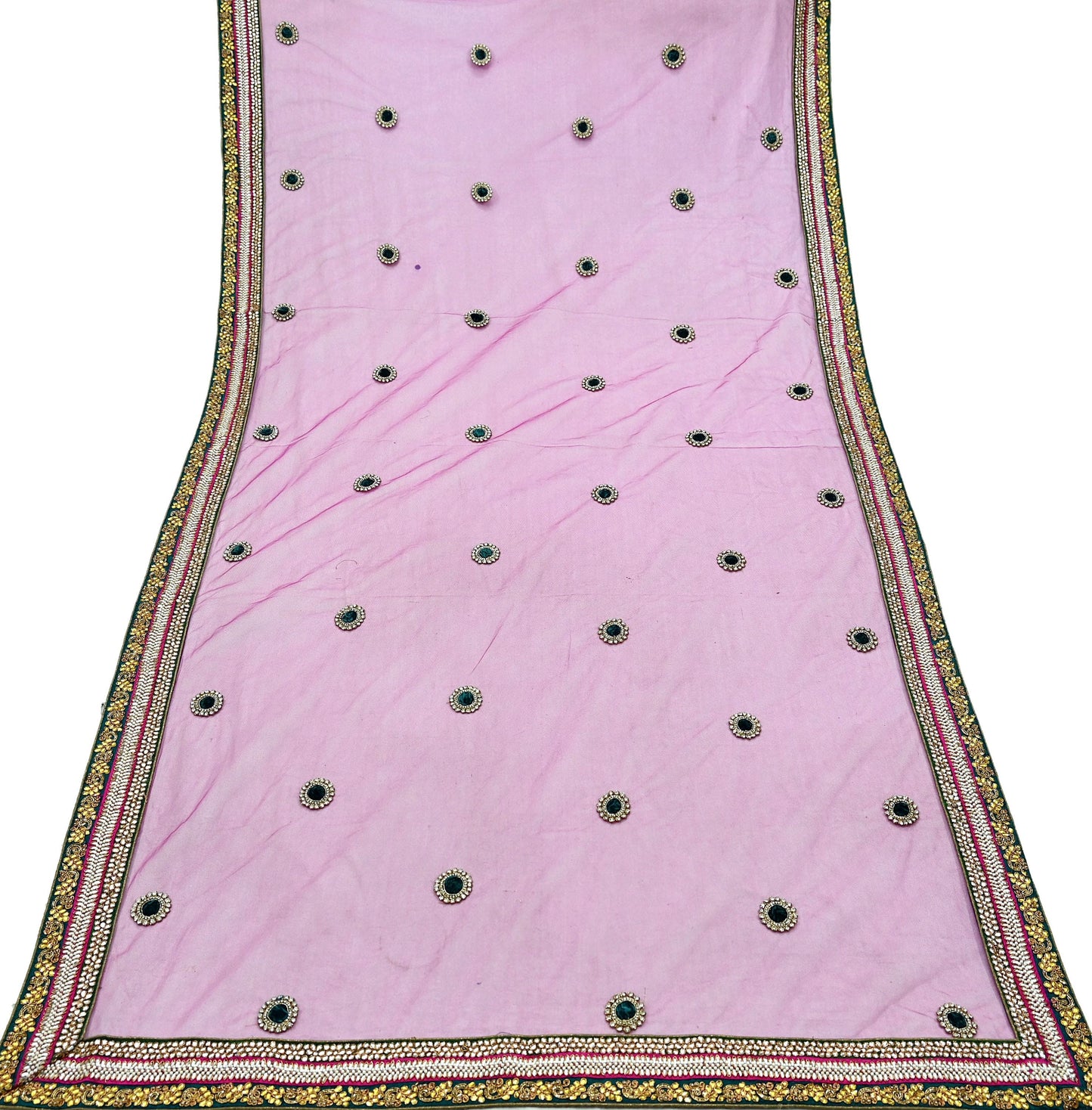 Indian Vintage Heavy Bridal Purple Dupatta Net Mesh Long Stole Hand Embroidered Scarves Golden Zardozi Dabka Zari Sequins Wedding Veil Hijab