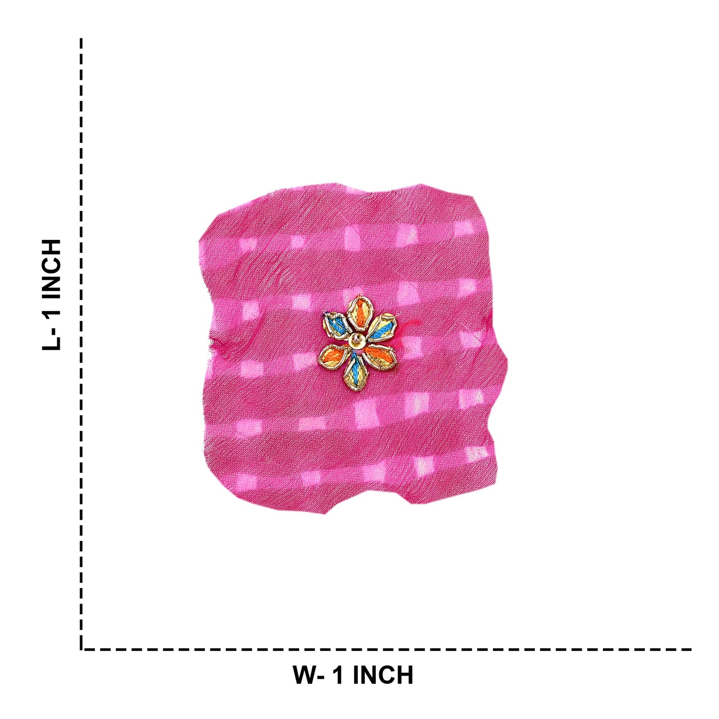 Indian Vintage Magenta Pure Chiffon Silk Appliques Set of 35 | Hand-Embroidered bandhani Floral Patches Zardozi, for Craft, Journals