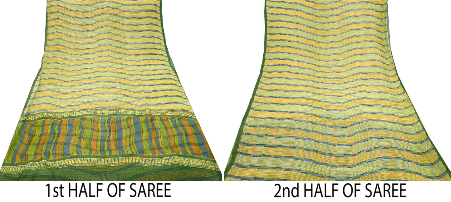 Women Vintage Sari Multi Pure Georgette Silk Printed Saree Craft Fabric Sewing 6Yard Soft Light Dress Making Floral Dress making Crafting