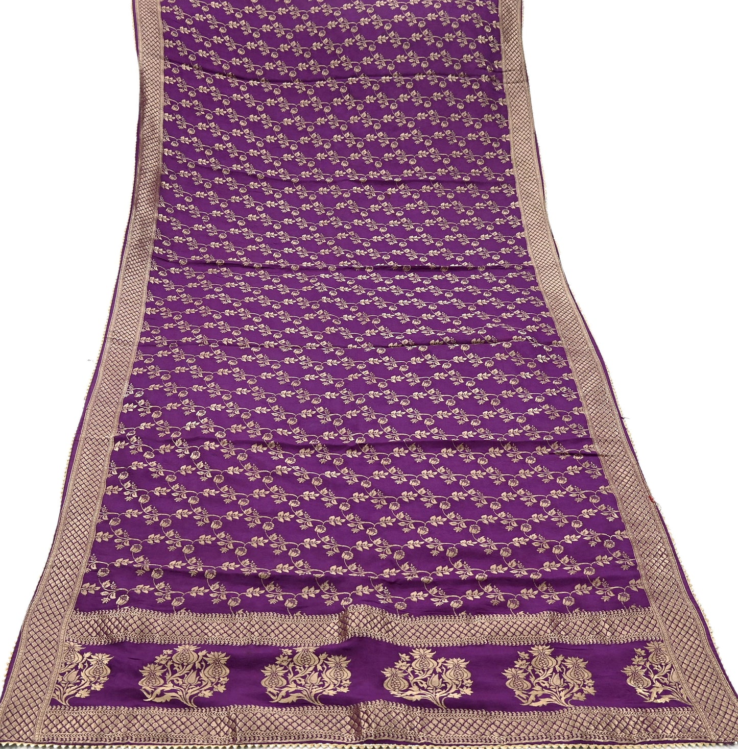 Indian Vintage Purple Dupatta Long Stole Blend silk Woven Banarasi Scarves Veil Scarf Wrap Hippie Boho Soft Floral