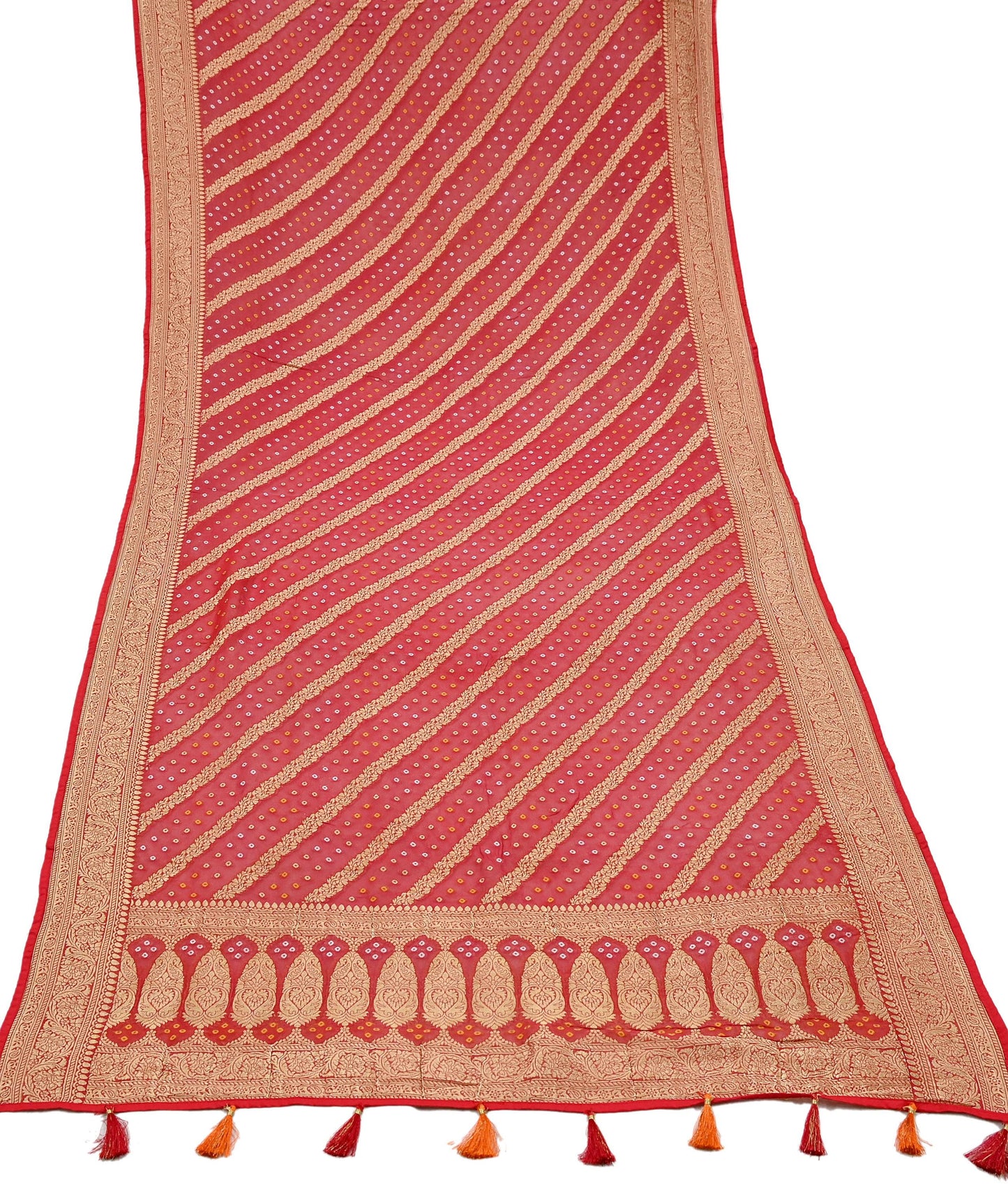 Women Indian Vintage Dupatta Red Long Stole Blend Georgette Woven Bandhani Veil Scarves soft Boho Wrap Bridal/ Wedding Hijab