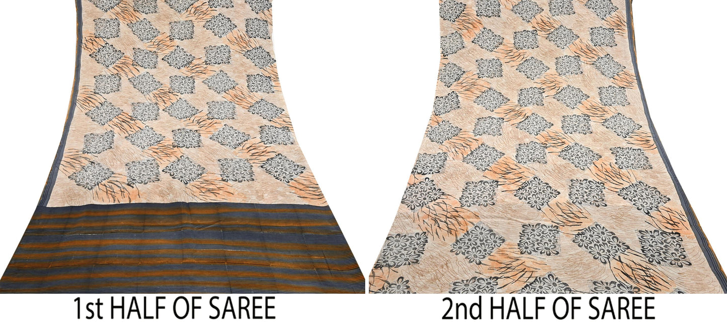 Indian Vintage Sari Multi Pure Crepe Silk Printed Saree 5yard Sewing Floral Soft Craft Fabric Wrap Crafting Quilting Upcycle