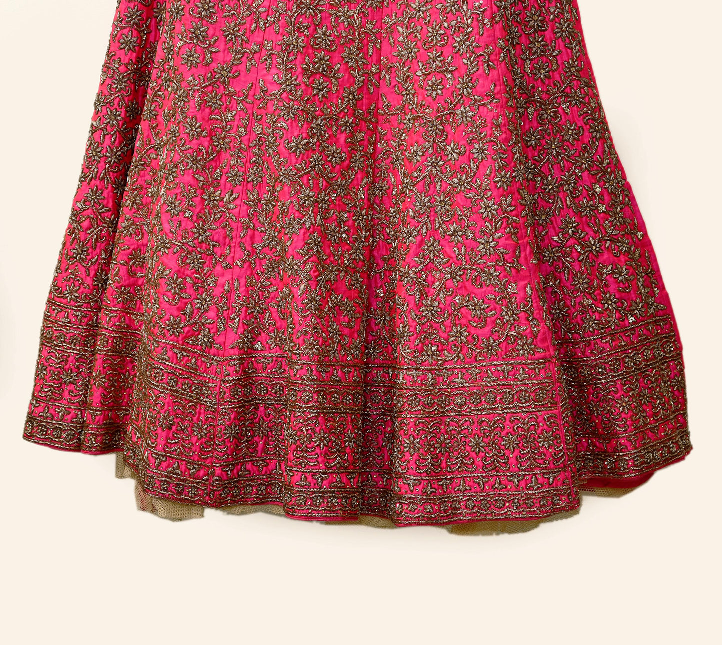 Indian Heavy Pink Hand Embroidered Semi stitched Lehenga/Skirt Bridal Wear Zardozi/ Dabka Bollywood skirt Party wear