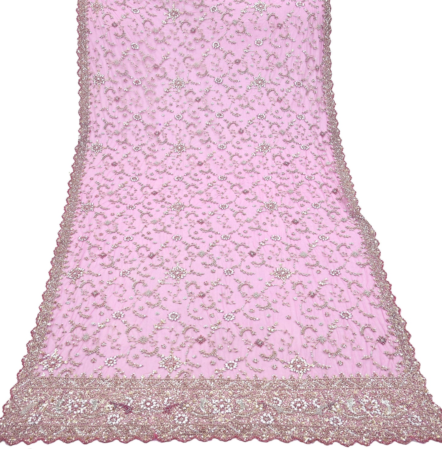 Indian Vintage Heavy Purple Dupatta Net Mesh Long Stole Hand Embroidered Scarf Purple Zardozi Zari Sequins Stole