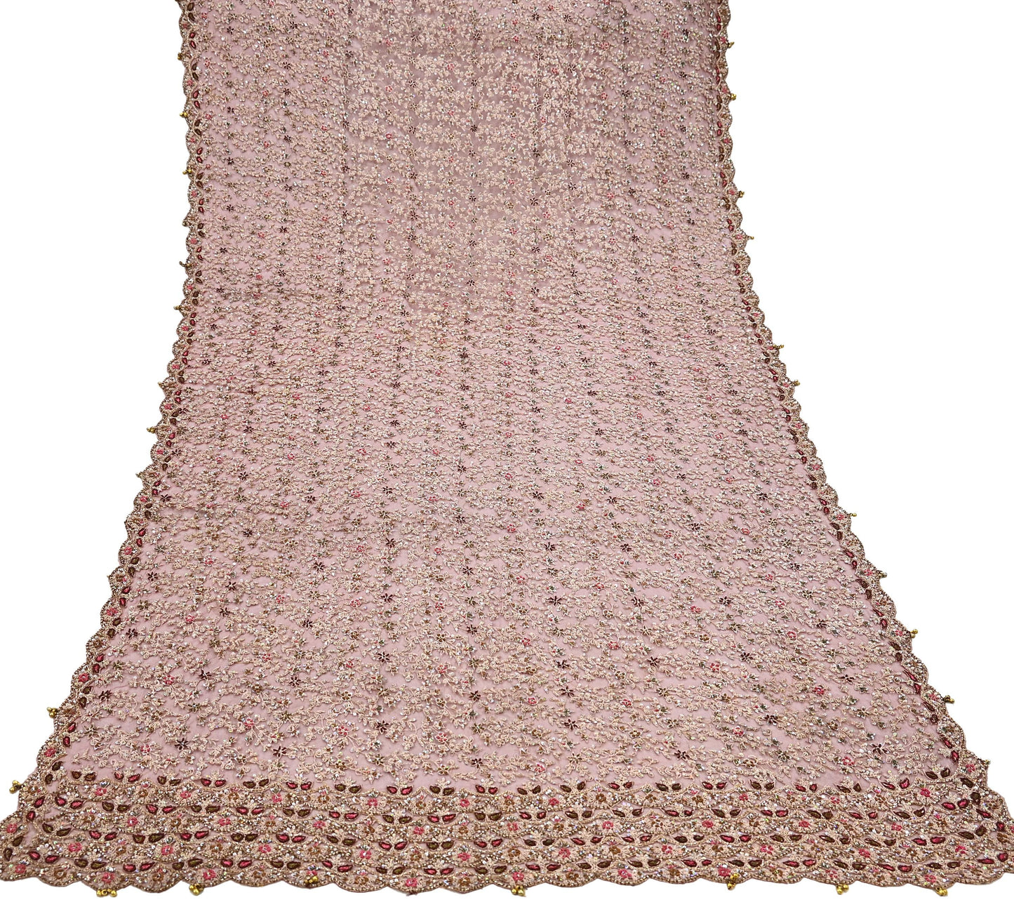 Indian Vintage Heavy Wedding Maroon Dupatta Net Mesh Long Stole Hand Embroidered Scarves Golden Zardozi Zari Sequins Dridal Veil Hijab