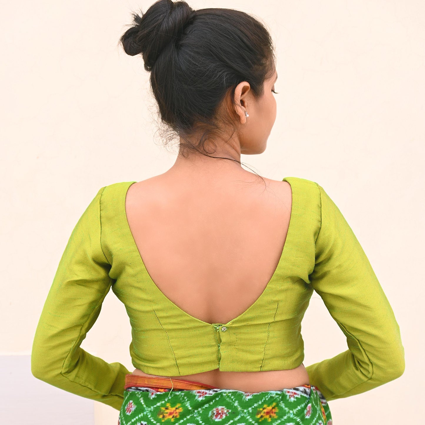 Indian New Parrot Green Cotton woven Padded Blouse/Top/Crop Party wear Bollywood Blouse