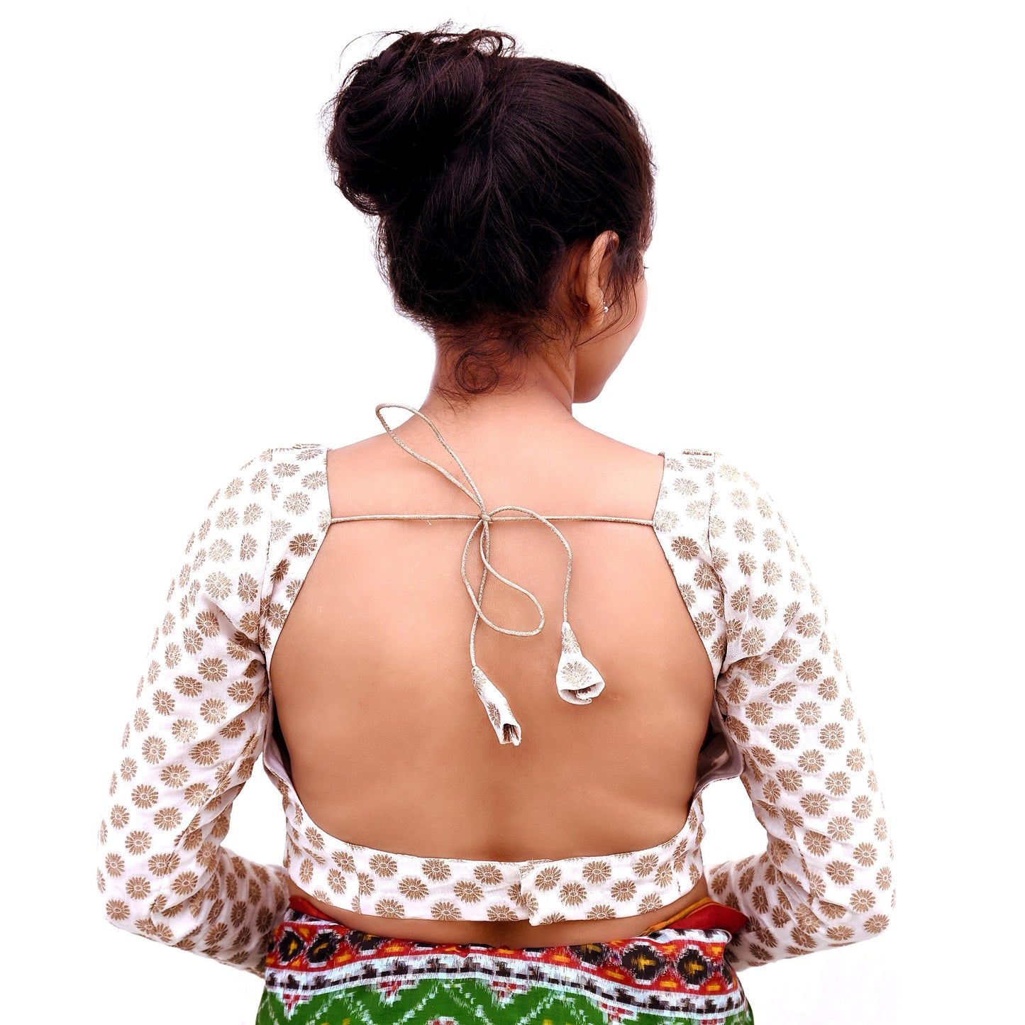 Indian New White Pure Georgette Silk Hand Woven Padded Blouse/Top/Crop Party wear Bollywood One Of a Kind Blouse