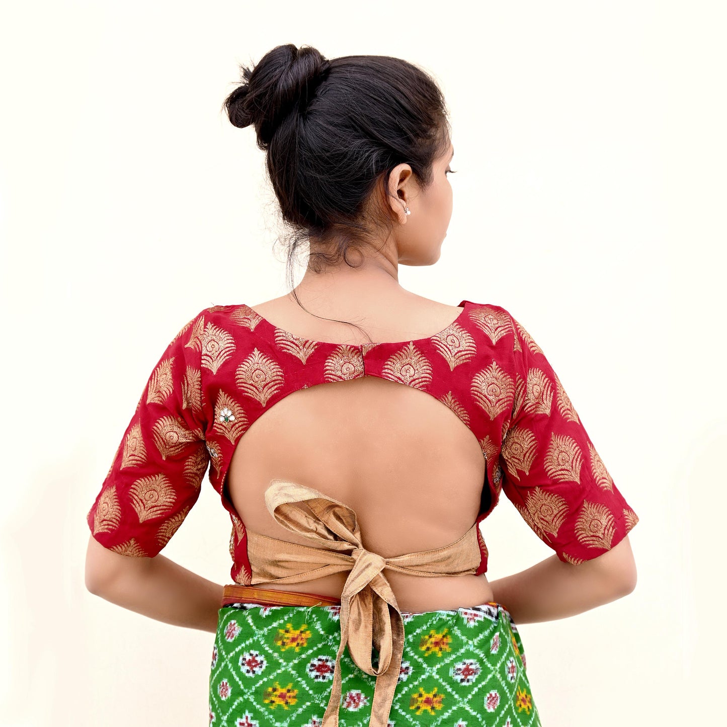 Indian New Red Pure Georgette Silk Hand Embroidered/Woven Padded Blouse/Top/Crop Party wear Bollywood One Of a Kind Blouse