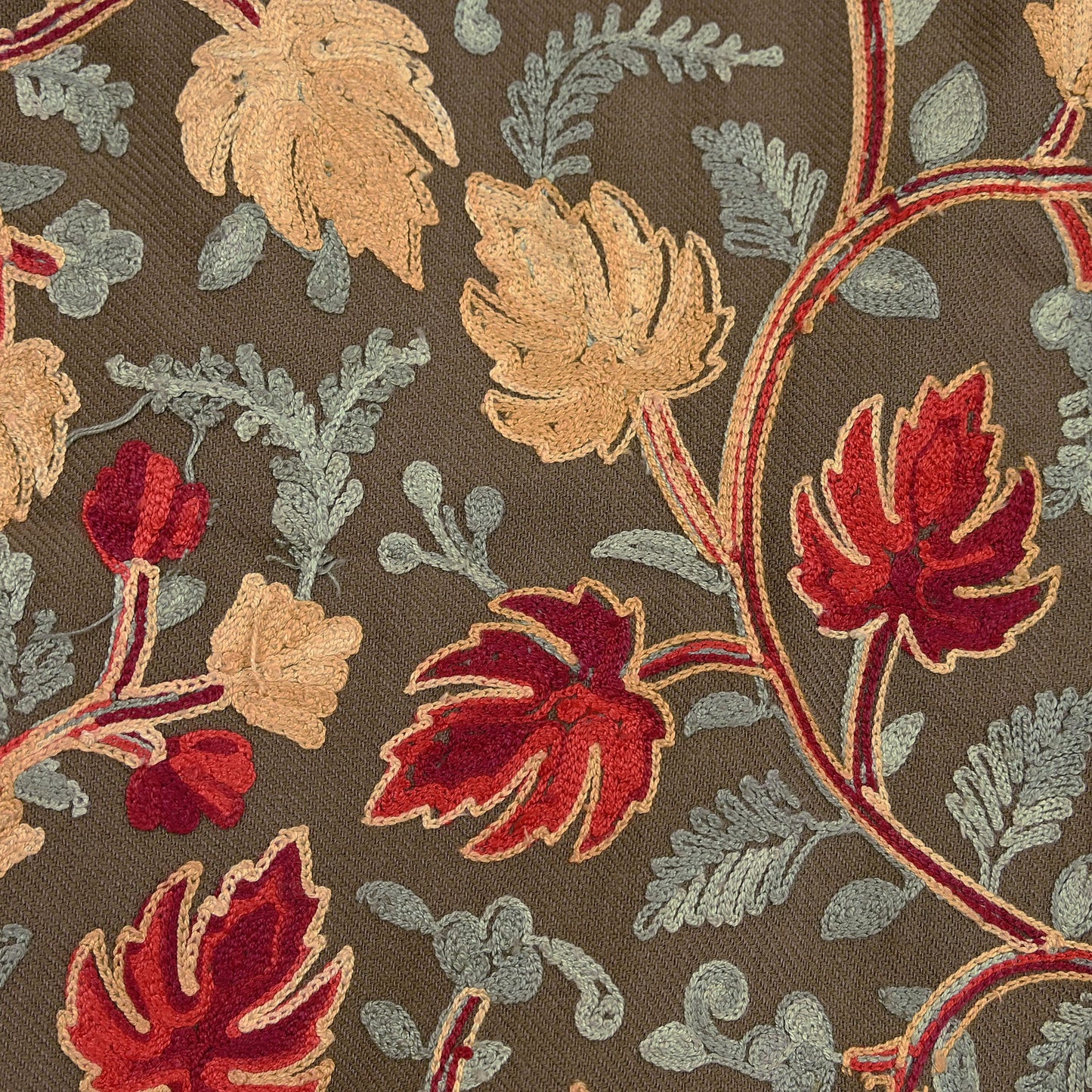 Indian Vintage Brown Embroidered Kashmiri Coat, Aari Embroidery, Pure Woolen Coat, Boho Jacket For Both Women/Men Indian Coat