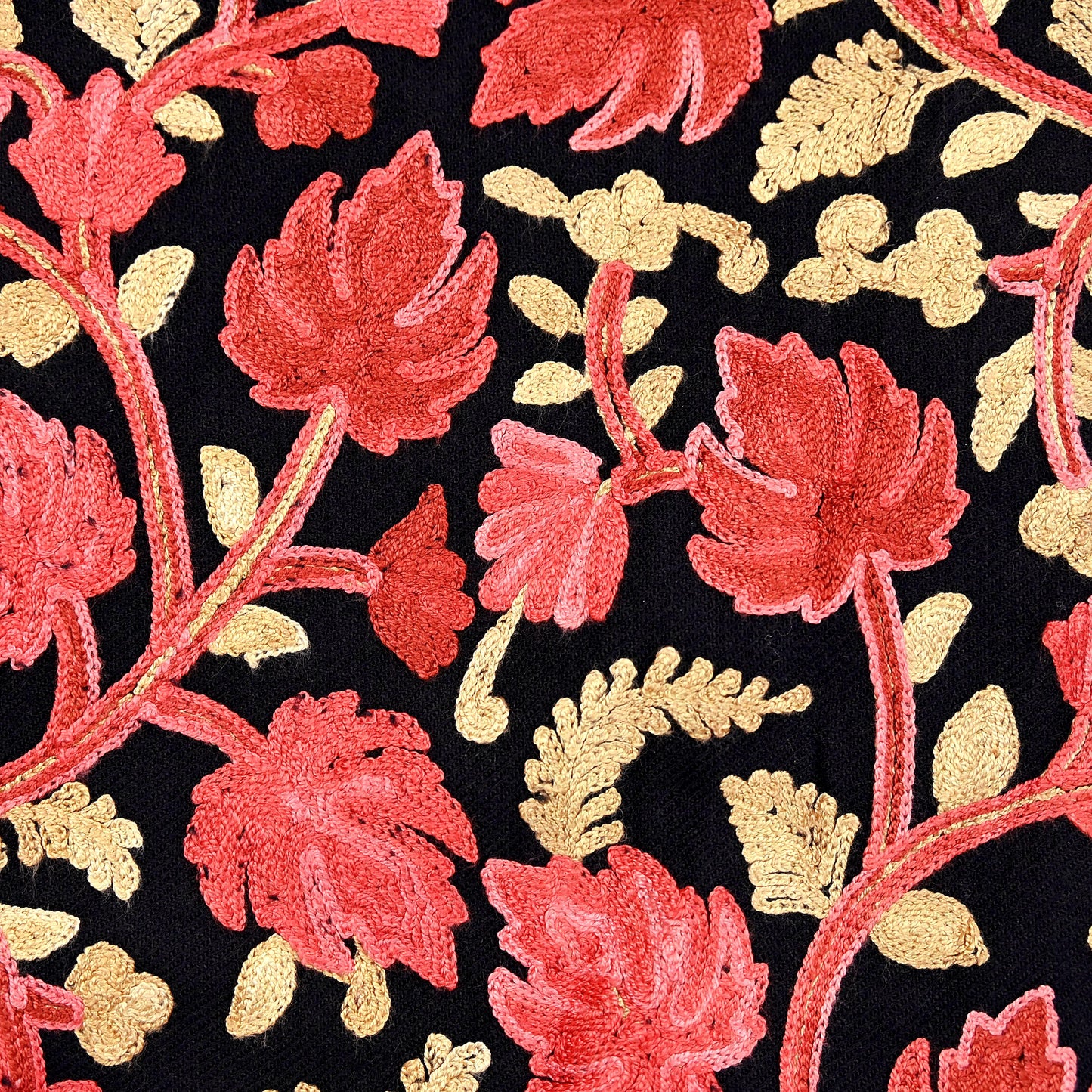 Indian Vintage Black Embroidered Kashmiri Coat, Aari Embroidery, Pure Woolen Coat, Boho Jacket For Both Women/Men Indian Coat