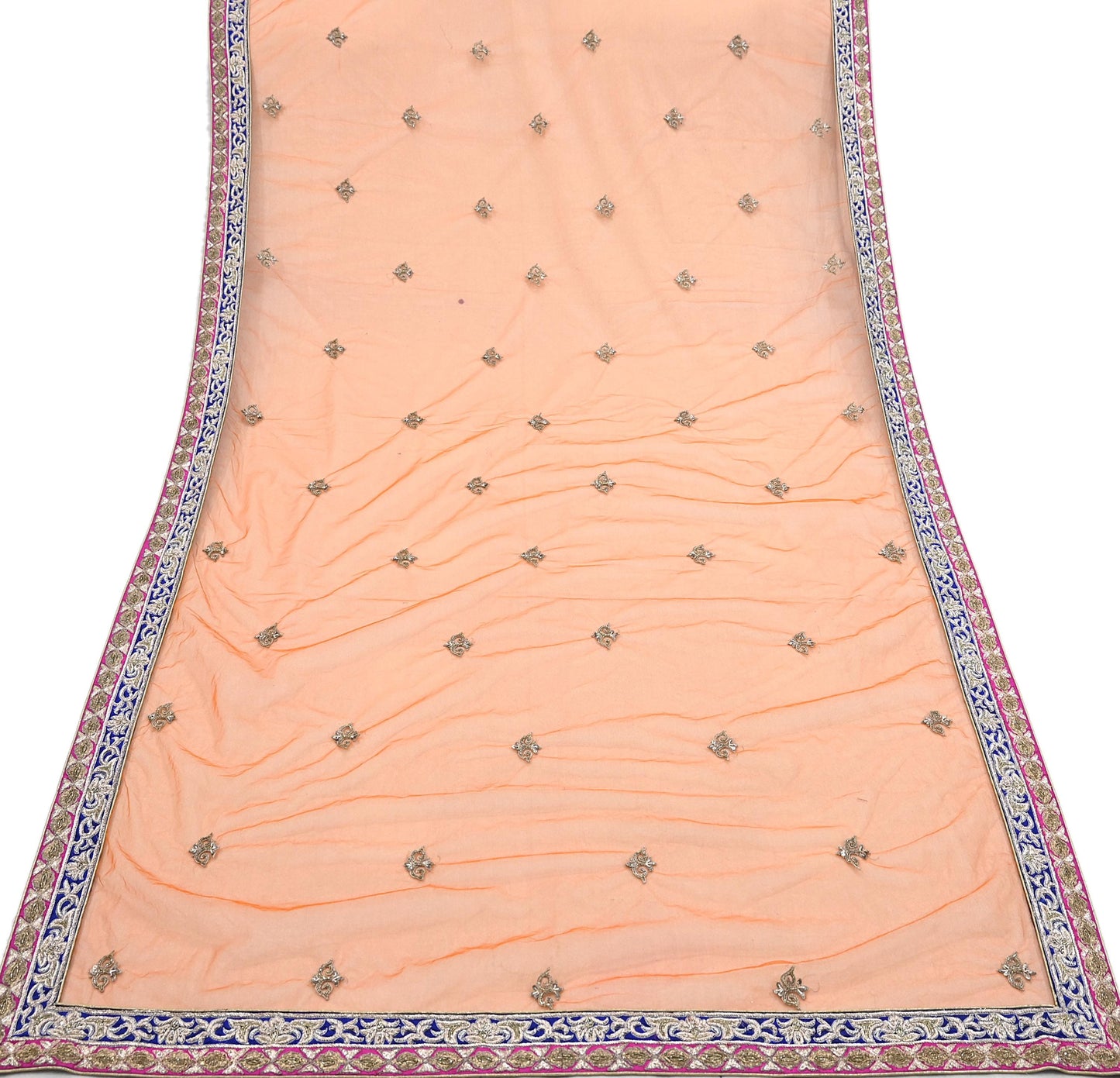 Orange Net Hand Embroidered Dupatta by Anamika Khanna Bridal Zardozi Stole Indian Wedding Veil Designer Couture Scarf