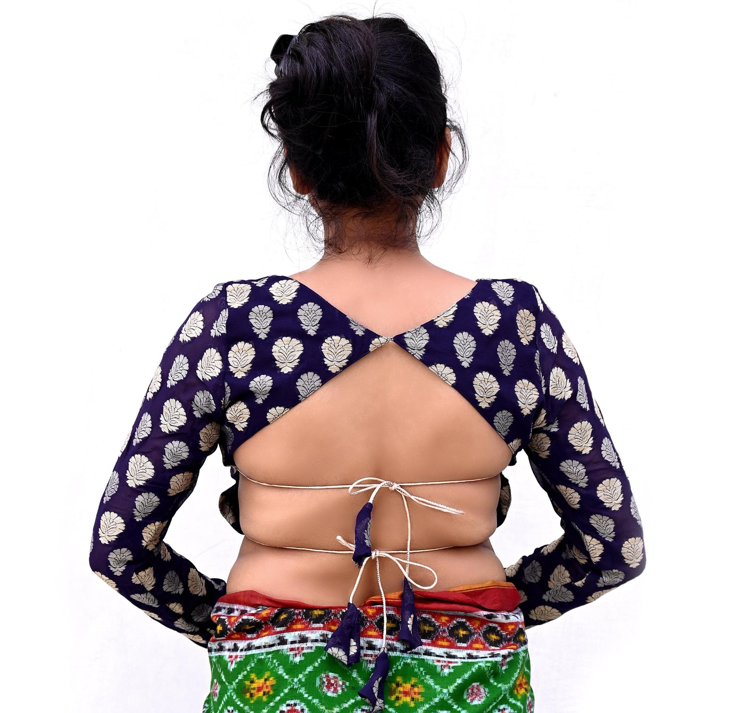 Indian New White Pure Georgette Silk Hand Woven Padded Blouse/Top/Crop Party wear Bollywood One Of a Kind Blouse