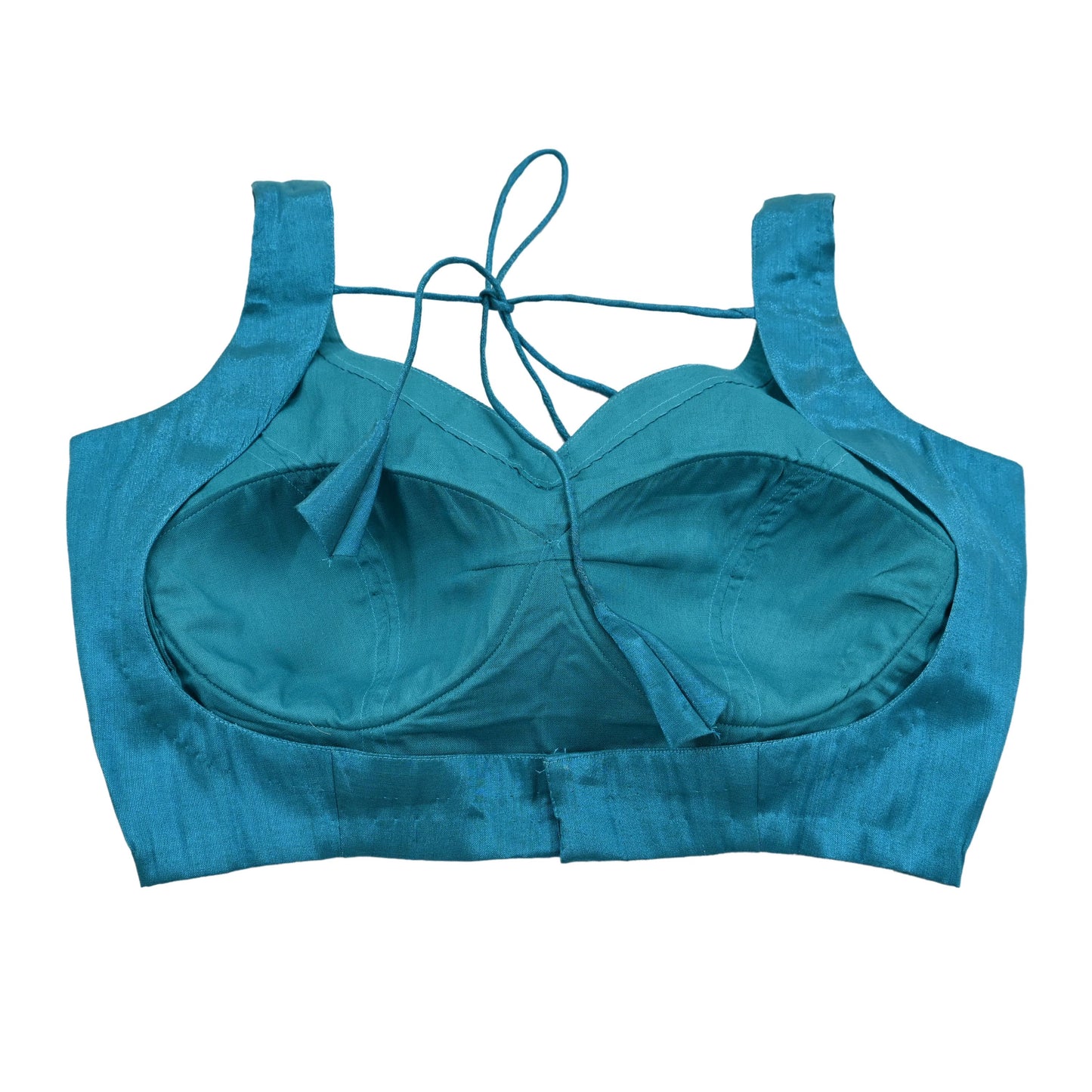 New Blue Cotton Silk Sleeveless Padded Blouse Top Handmade Crop Top Party Wear Bollywood Blouse