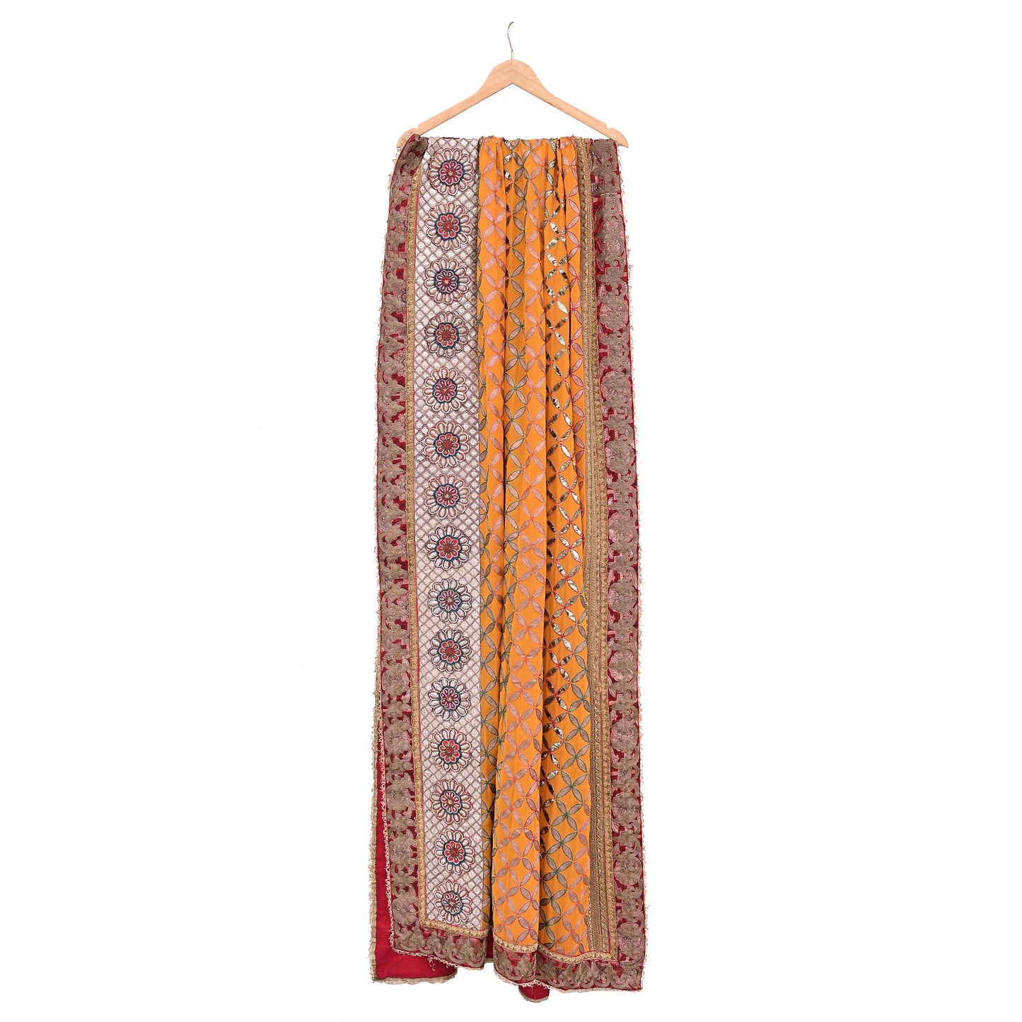 Indian Pre-owned Heavy Wedding Hand Embroidered Lehenga/Dupatta Designer By Anamika Khanna Zardozi Bridal Wear Floral Design