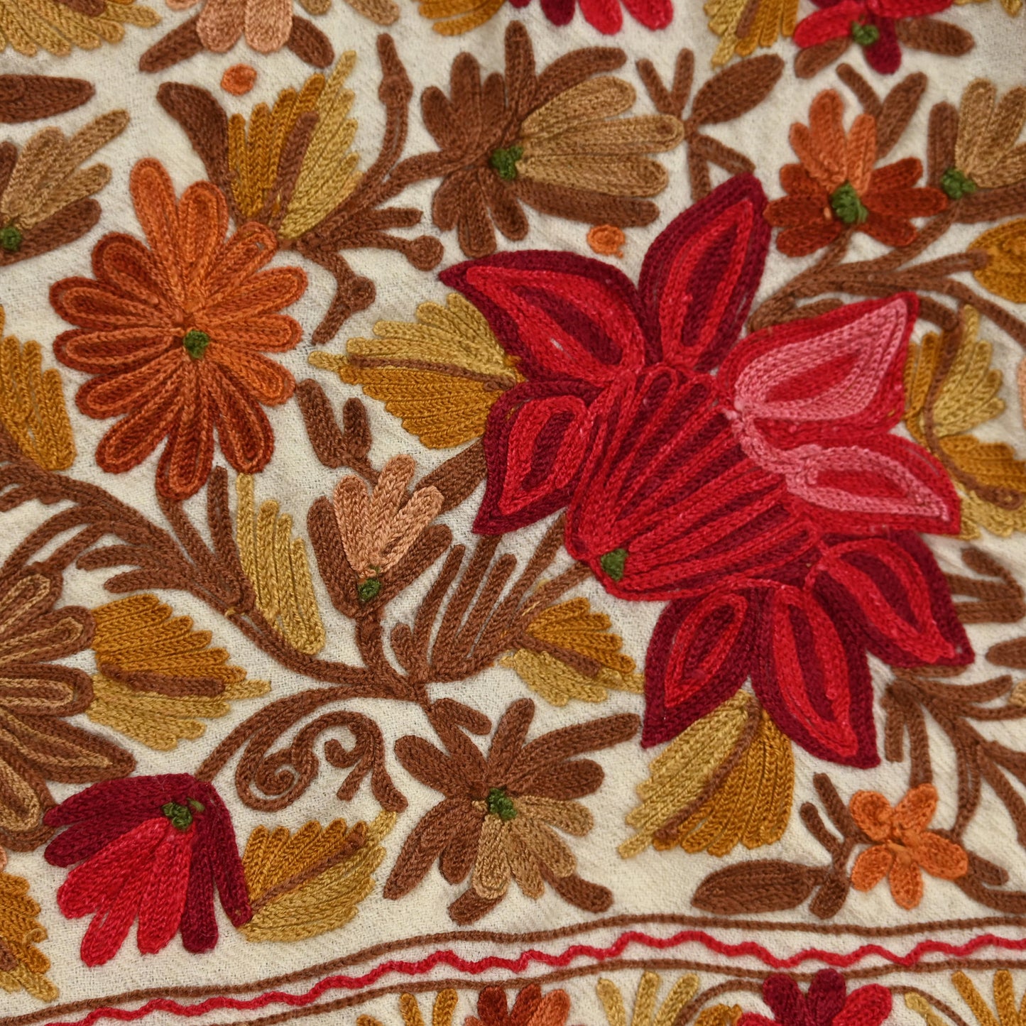 Indian Vintage Ivory Embroidered Kashmiri Coat, Aari Embroidery, Pure Woolen Coat, Boho Jacket For Both Women/Men Indian Coat