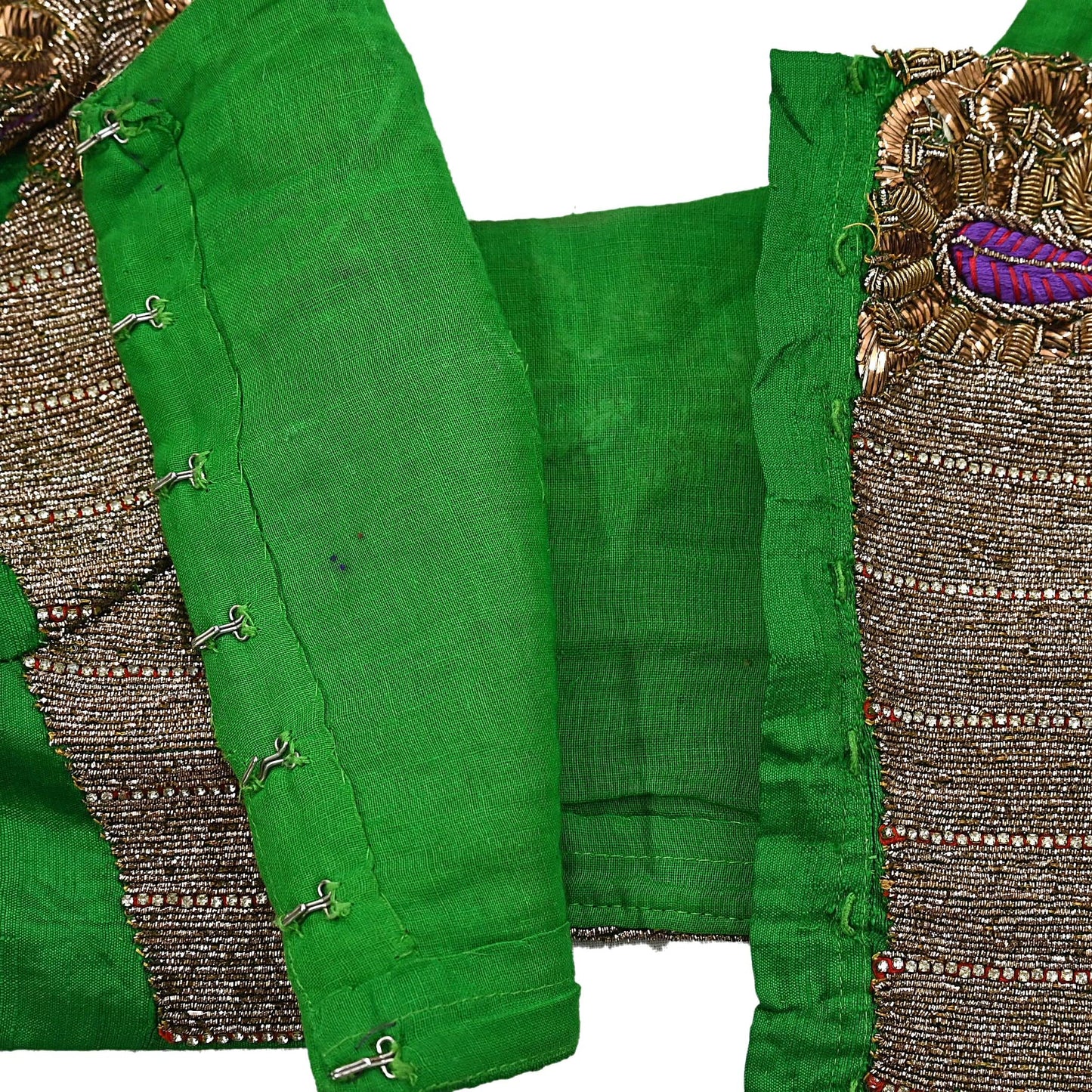 Sabyasachi Green Heavy Hand Embroidered Blouse Crop Top M Size Zardozi Party Wear Designer Preowned Bollywood Fashion