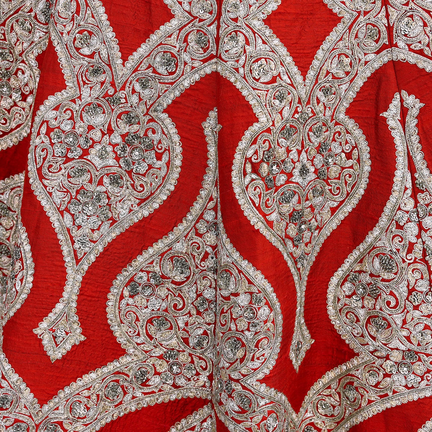 Designer Sabyasachi Red Orange Raw Silk Hand Embroidered Bridal Lehenga/Skirt Zardozi Dabka Heavy Wedding Outfit Designer Couture