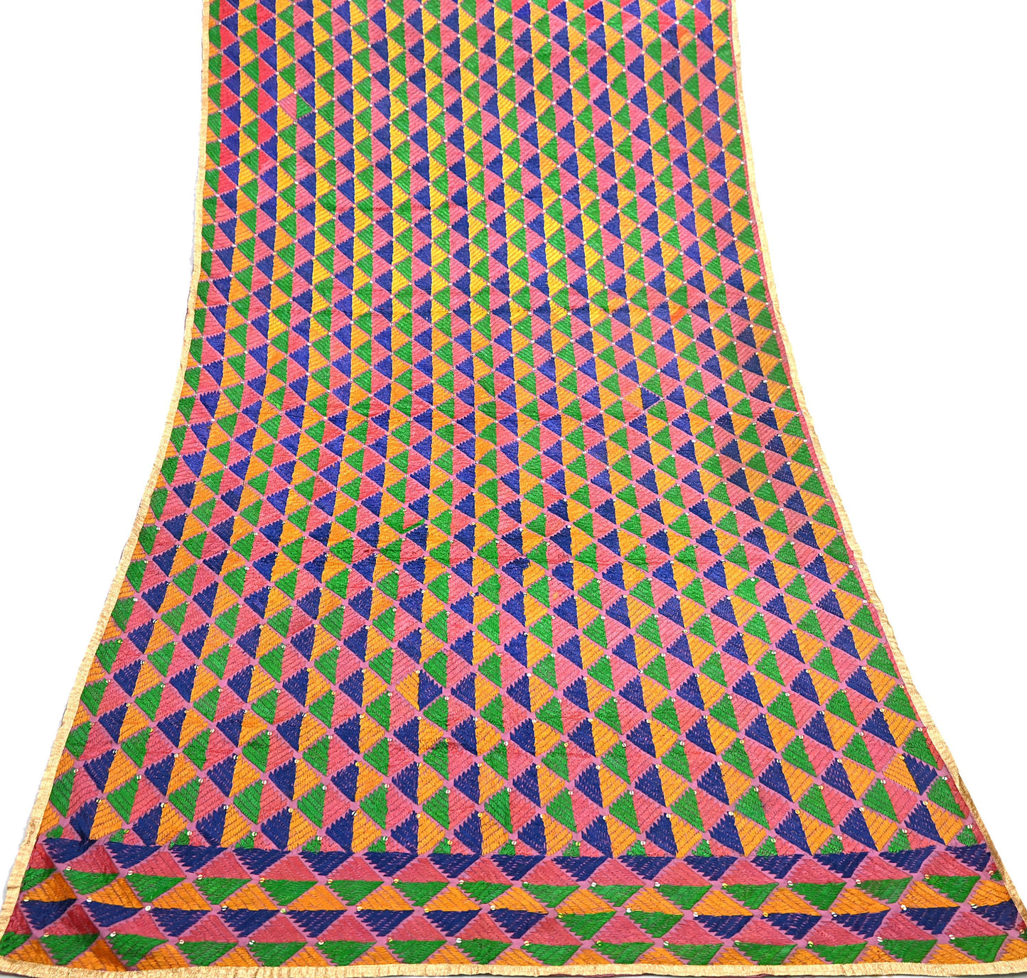 Indian Vintage Pink Wedding Dupatta Long Stole Pure Cotton Hand Embroidered Bagh Phulkari Stole Scarves