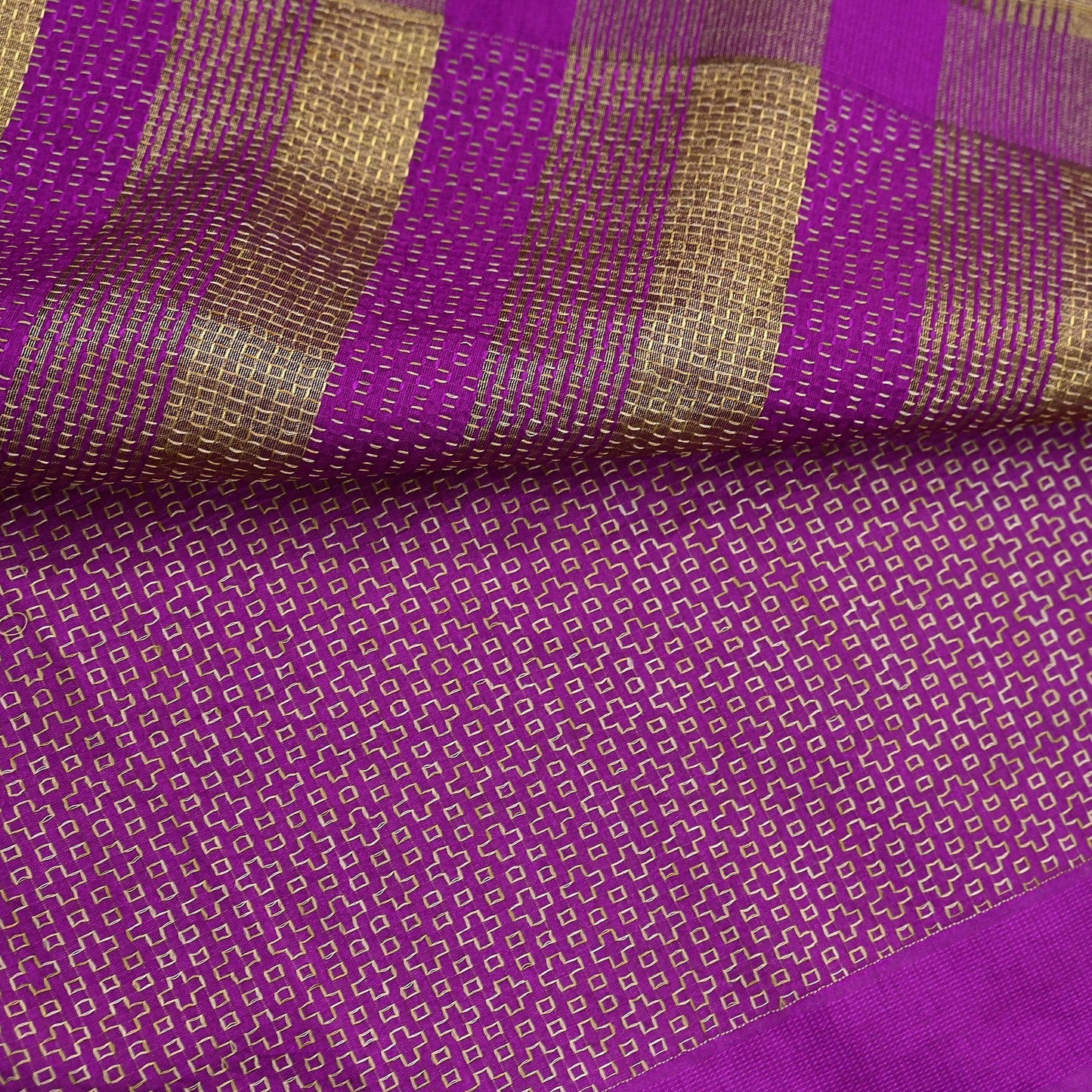 Indian Vintage Purple Chanderi Saree Woven Ethnic Sari 6 Yard Fabric Craft Sewing Quilting Dressmaking Material Holiday DIY Textile
