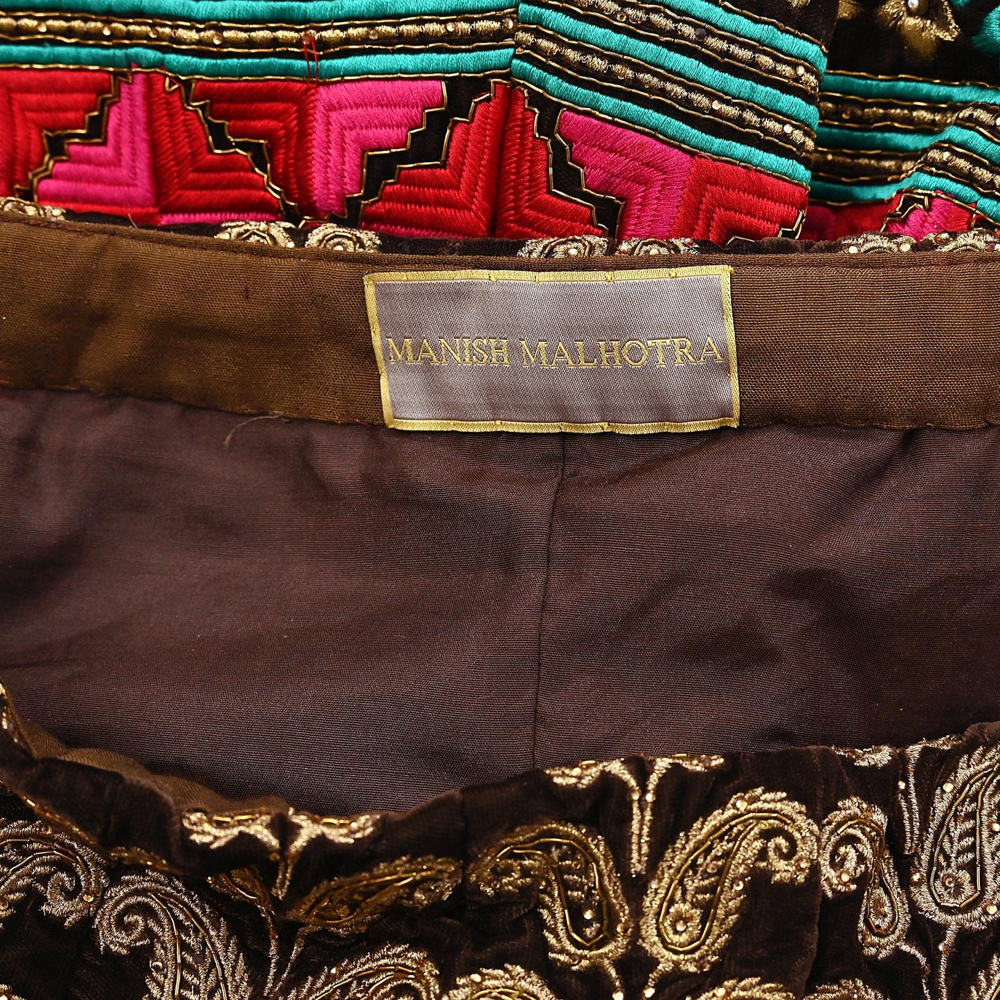 Manish Malhotra Brown Velvet Lehenga Skirt, Heavy Zardozi Dabka Embroidered Bridal Wear, Designer Indian Party Skirt, Couture Wedding Outfit