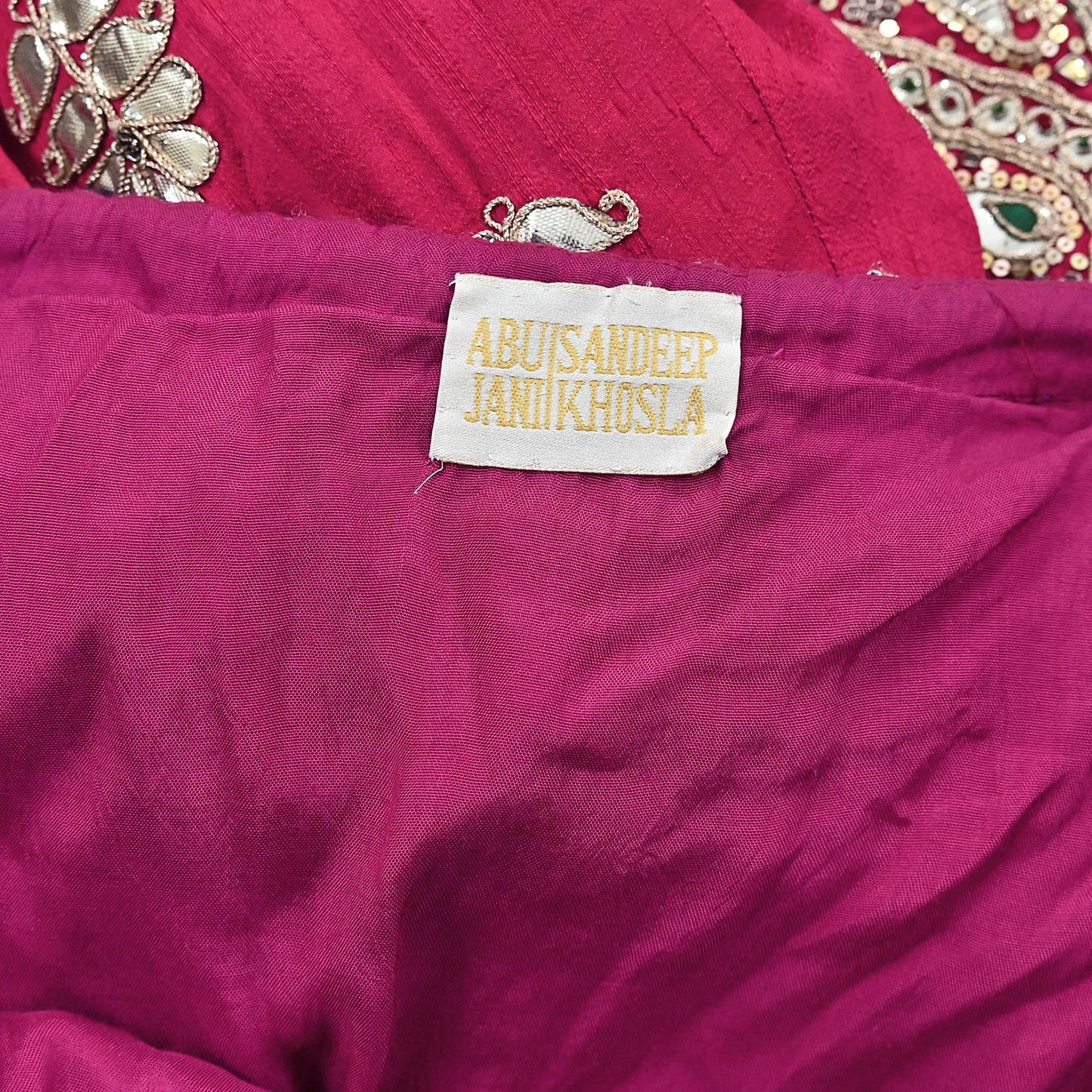 Abu Jani Red Banarasi Raw Silk Bridal Skirt, Gota patti Work Lehenga, Hand Embroidered Couture Indian Wedding Wear, Designer Festive Outfit