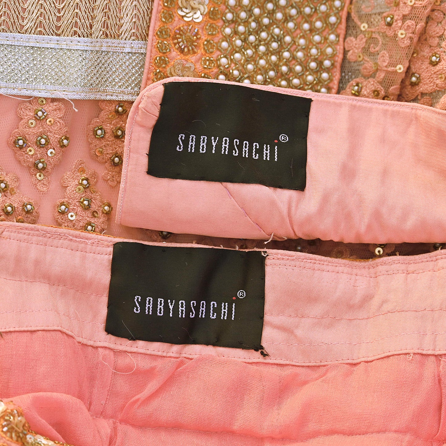 Sabyasachi Peach Bridal Lehenga Heavy Hand Embroidered Net 3pc Set Designer Wedding Lehenga Choli Dupatta Indian Bridal Wear