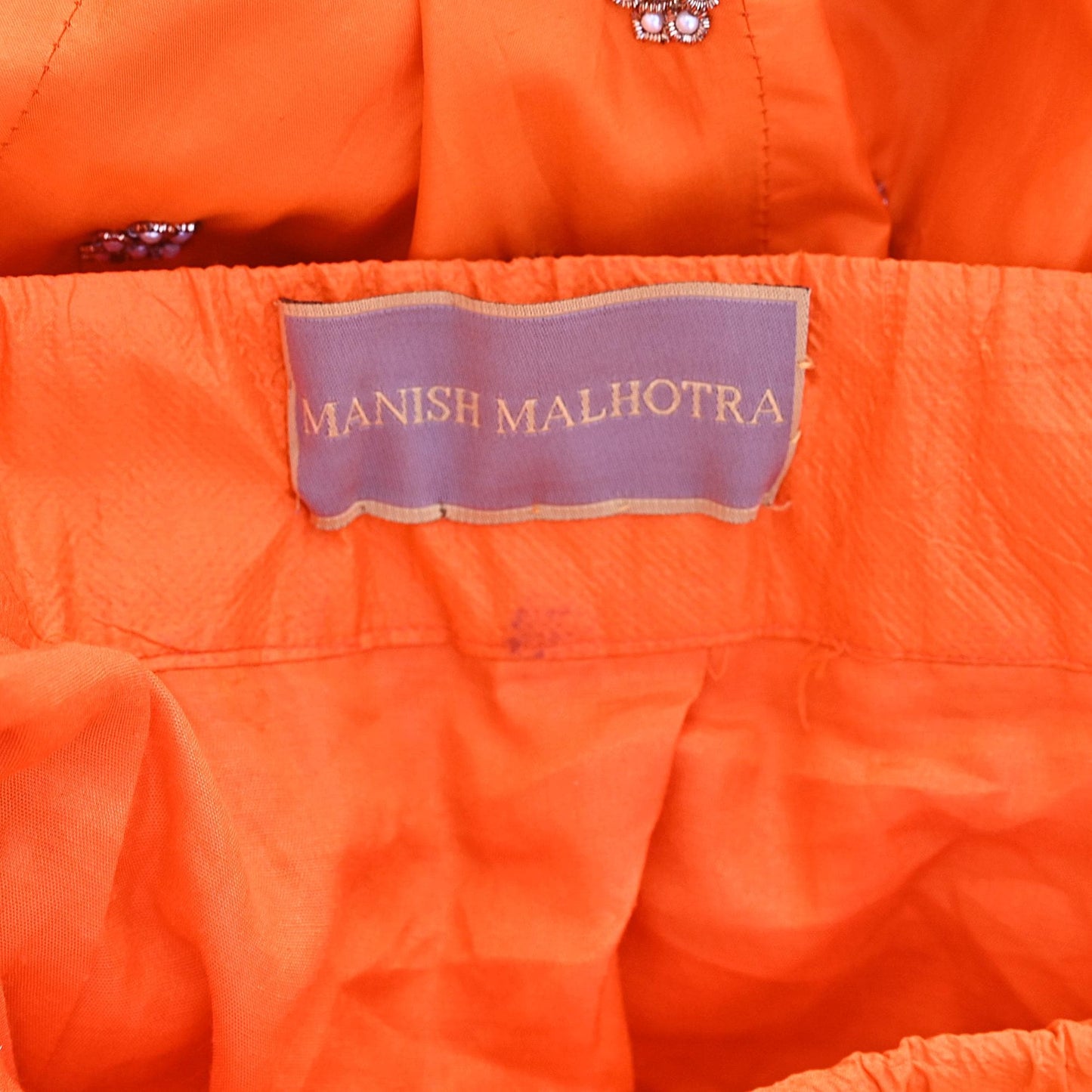 Indian Heavy Party Wear Orange Pure Silk Hand Embroidered Lehenga/Skirt Designer By Manish Malhotra Bridal Wear Zardozi/ Dabka