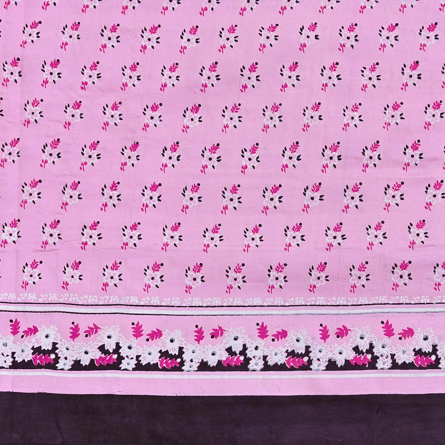 Indian Vintage Pink Pure Silk Printed Saree 5 Yards Soft Floral Fabric for Dressmaking, Quilting, Crafting, Sewing & Upcycling