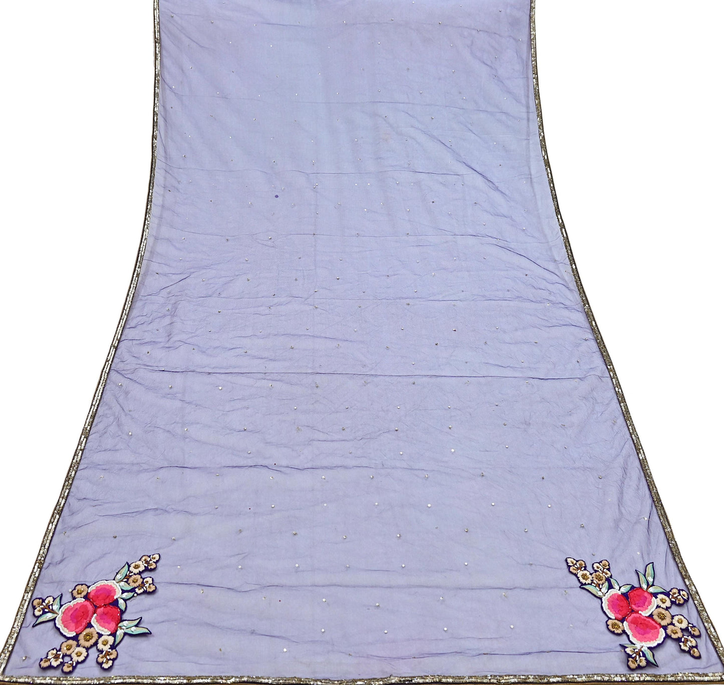 Deep Blue Net Hand Embroidered Dupatta by Anamika Khanna Bridal Zardozi Stole Indian Wedding Veil Designer Couture Scarf