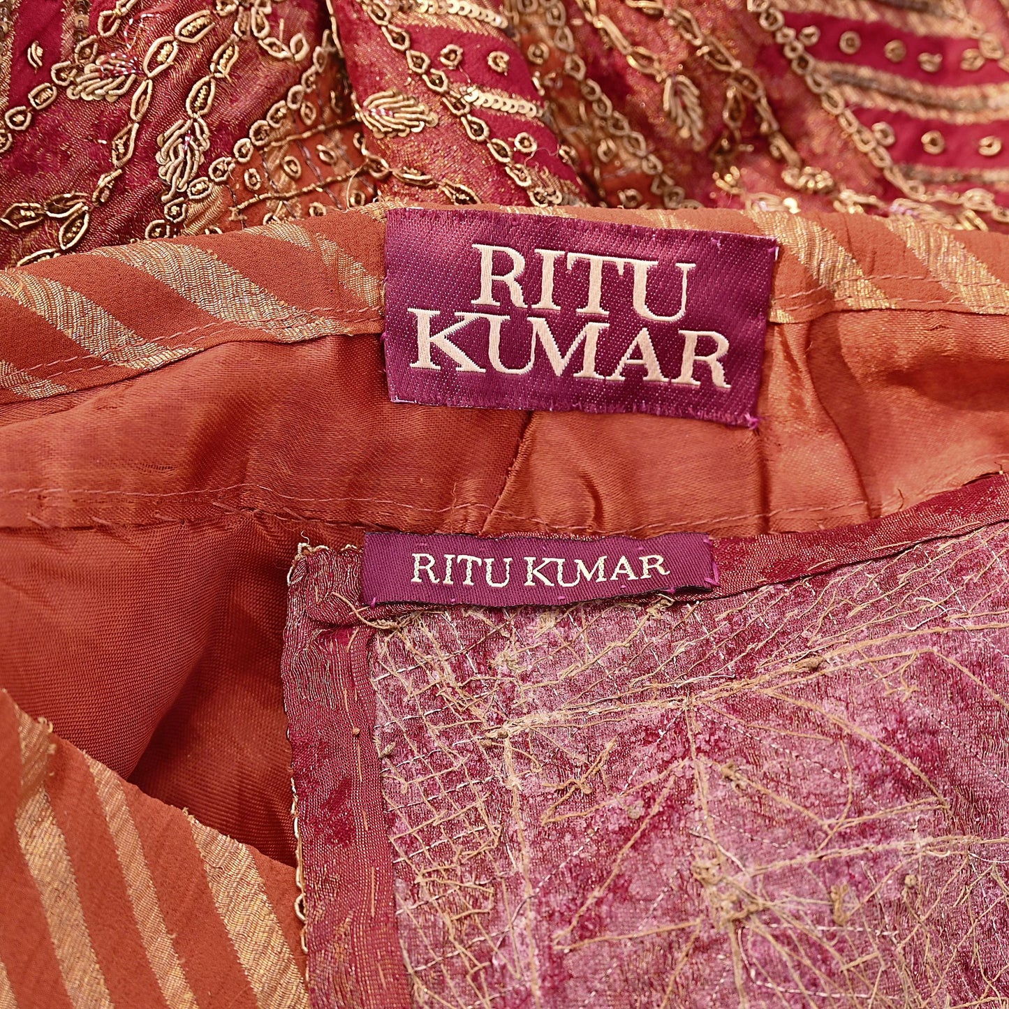 Indian Pure Georgette Silk Ritu Kumar Lehenga 2pcs Set Hand Embroidered Bridal Outfit Designer Bollywood Party Wear Ethnic Dress