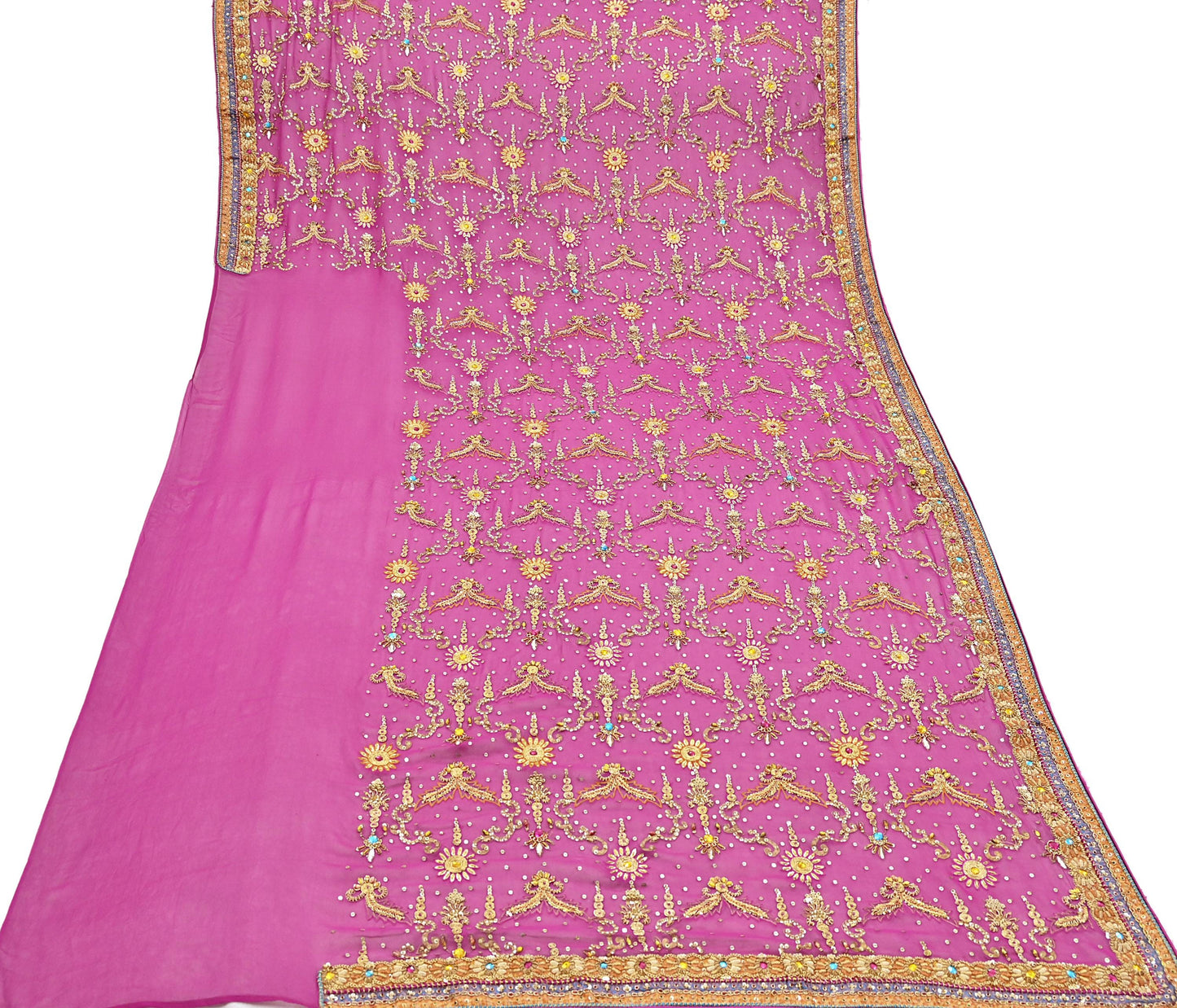 Indian Heavy Wedding Rani Pink Pure Georgette Silk Hand Embroidered Rajputani Poshak Lehenga 3pcs Set Designer By Manish Malhotra Party Wear