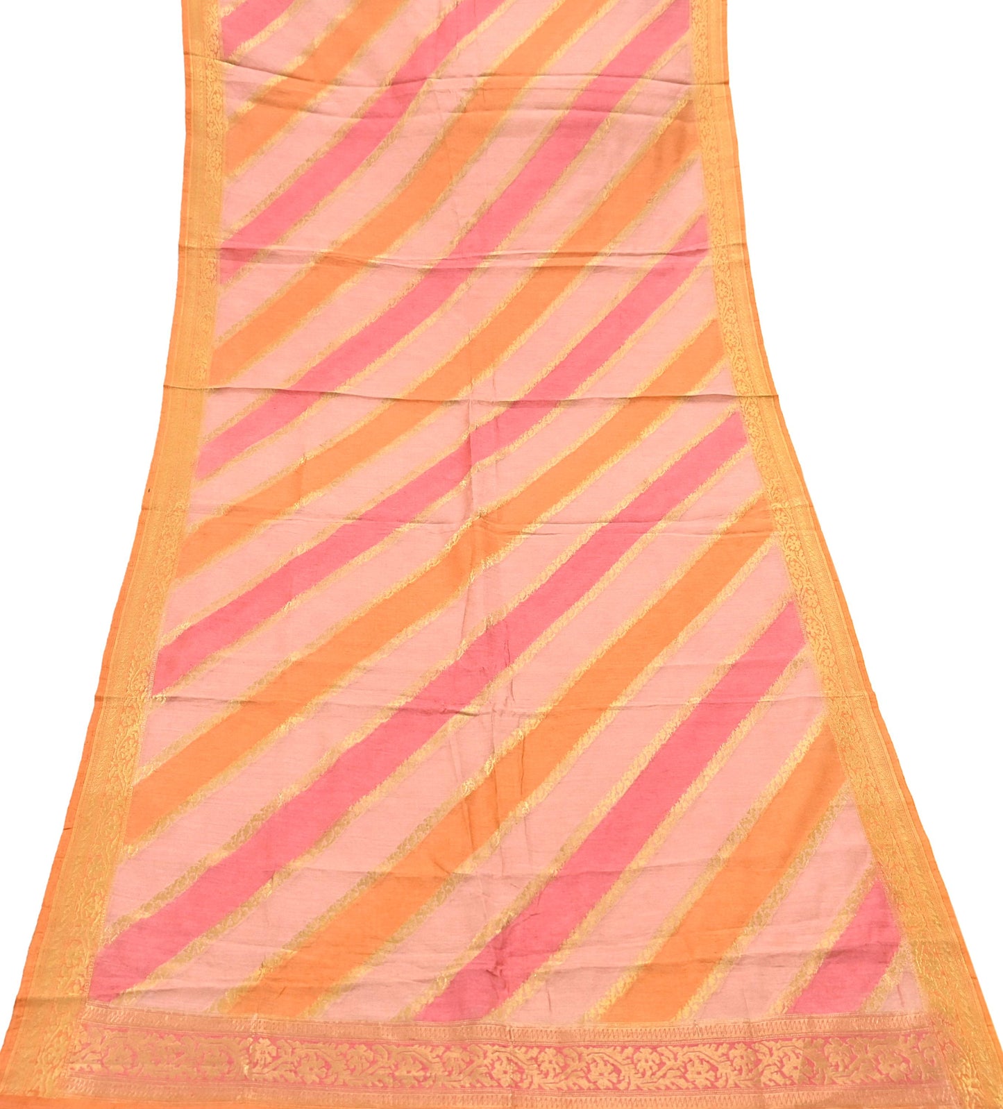 Indian Vintage Dupatta Long Stole Hand Woven Pure Chanderi Silk Scarves Veil Zari Soft Fringes Scarf Wrap Boho