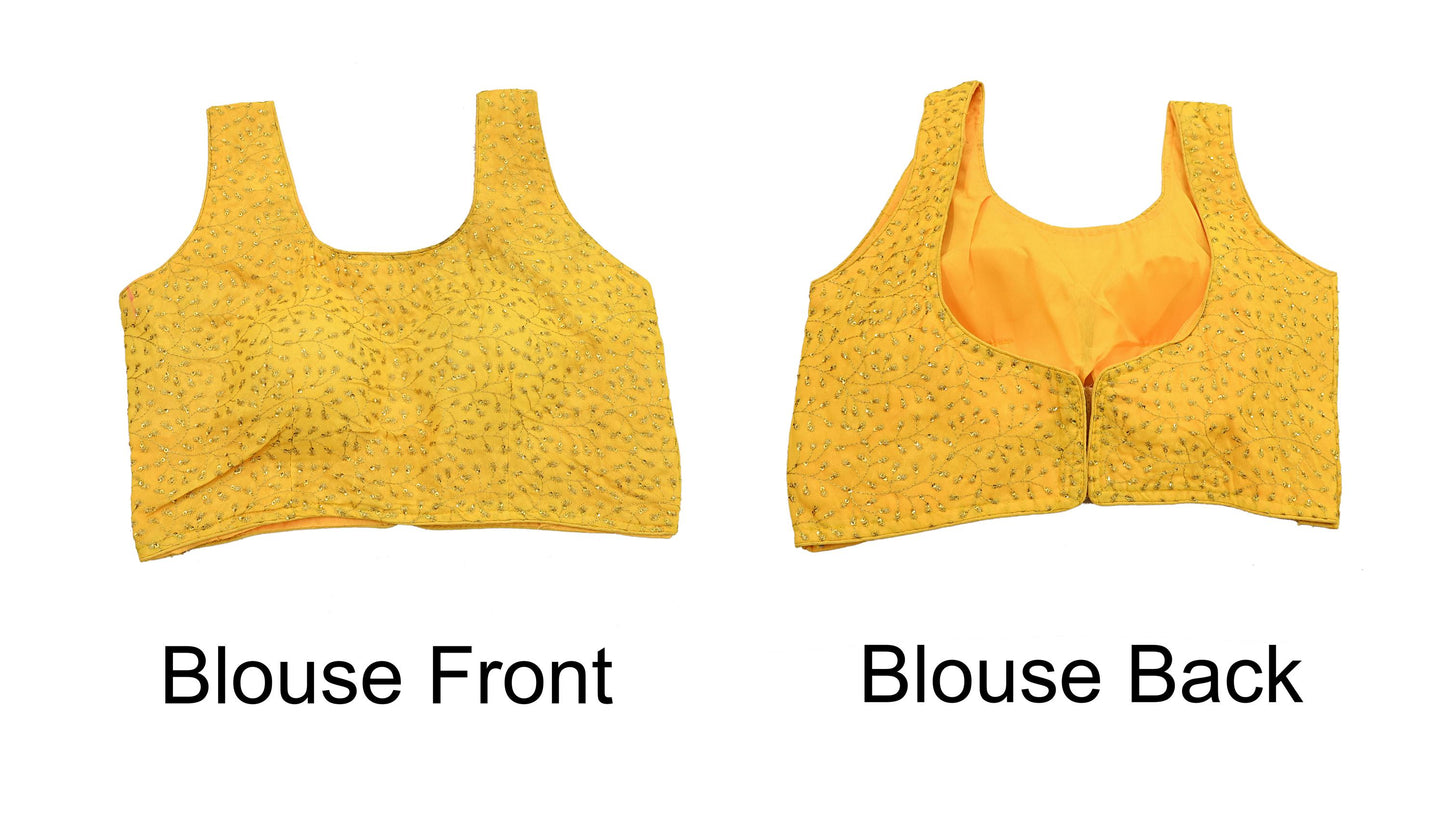 Indian New Yellow Georgette Embroidered sleeveless Padded Blouse/Top/Crop Party wear Bollywood Blouse
