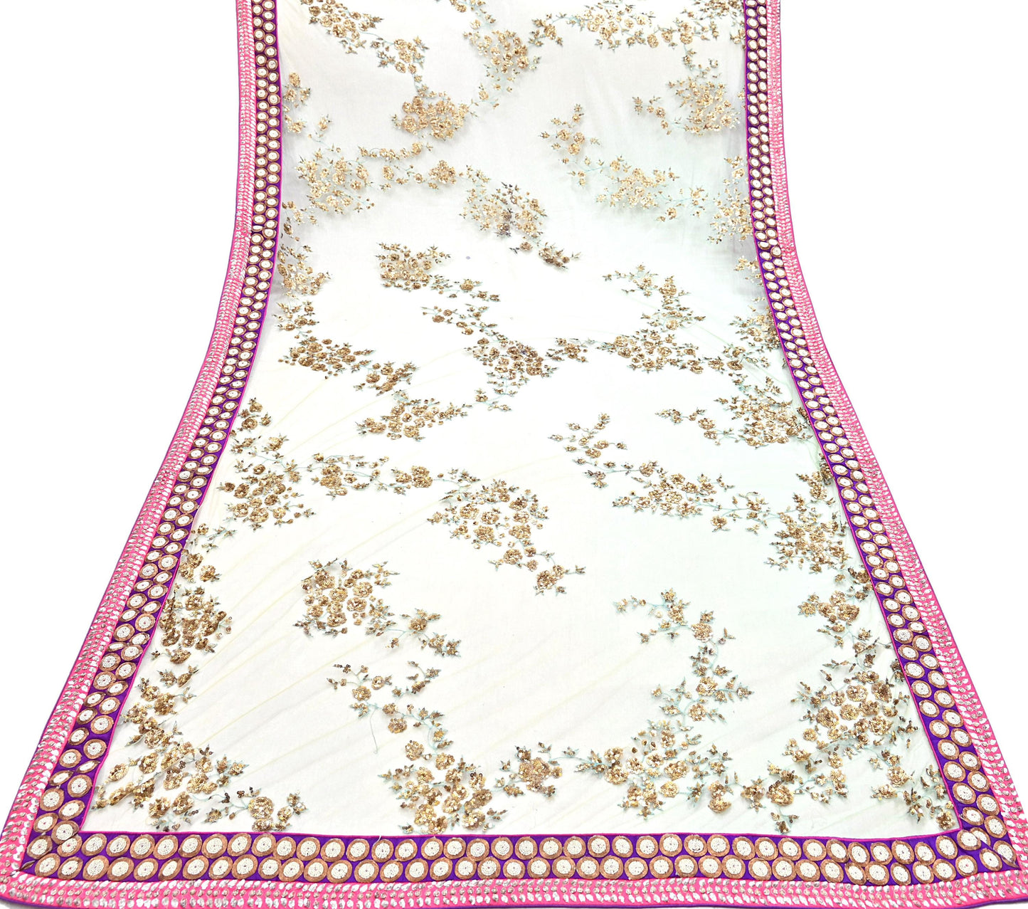 Indian Vintage Heavy Wedding Dupatta Sage Green Net Long Stole Hand Embroidered By Designer Sabyasachi Scarves Zardozi Bridal Veil