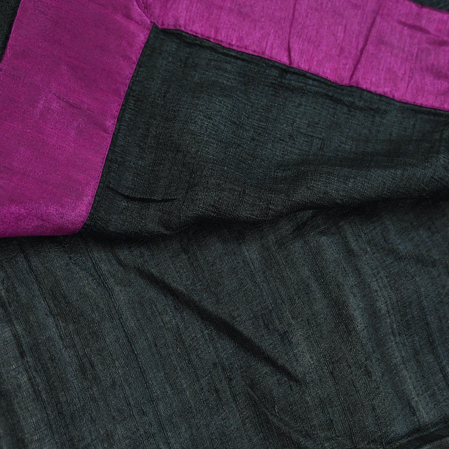 Indian Vintage Blue & Black Saree Pure Khadi Silk Handloom Hand Beaded Sari Craft Fabric 6yd Ethnic Fringes Dress making Crafting Quilting
