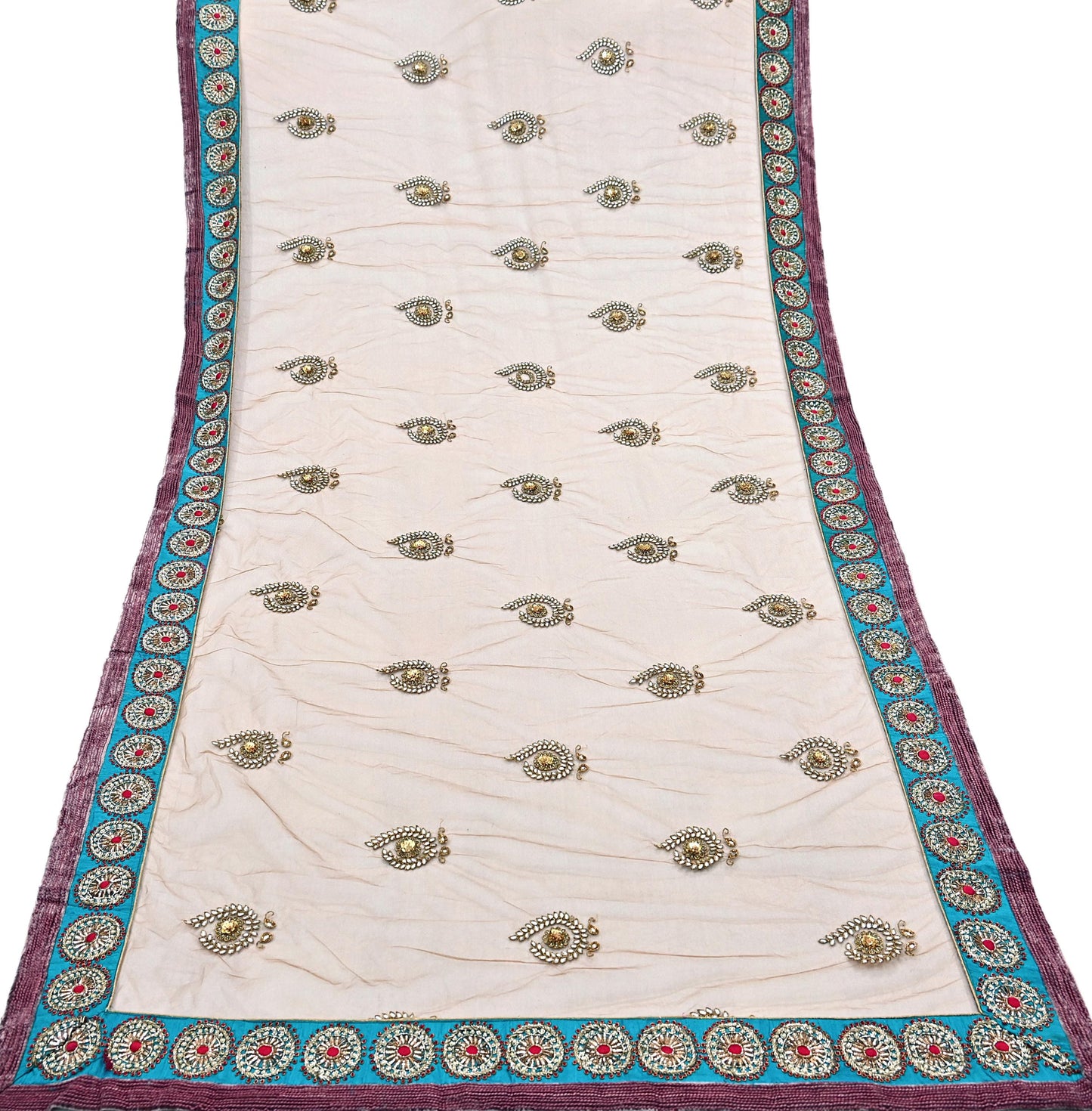 Indian Vintage Heavy Wedding Brown Net/Mesh Hand Embroidered Dupatta Designer By Manish Malhotra Bridal Wear Zardozi Veil Hijab