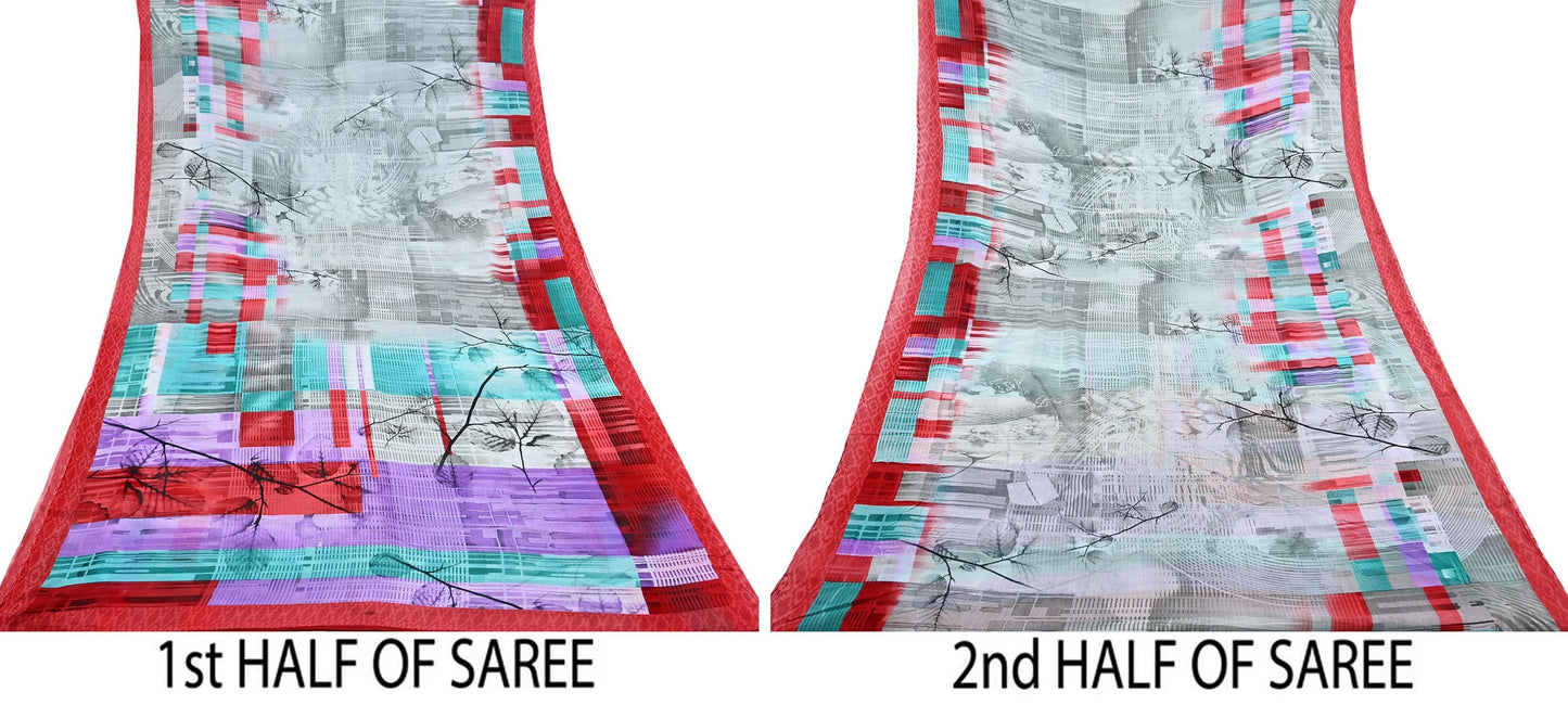 Indian Vintage Saree Printed 100% Pure Cotton Sari Craft Fabric 5Yd Soft Sewing Sarong Wrap Dress Making Quilting Crafting