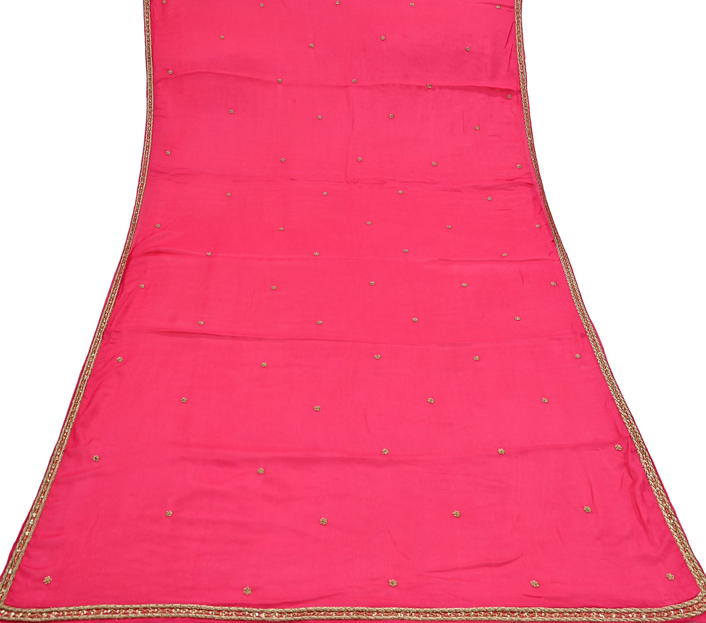 Indian Women Vintage Heavy Pink Dupatta Pure silk Long Stole Hand Embroidered Hijab Scarves Veil Wrap Zardozi Dabka