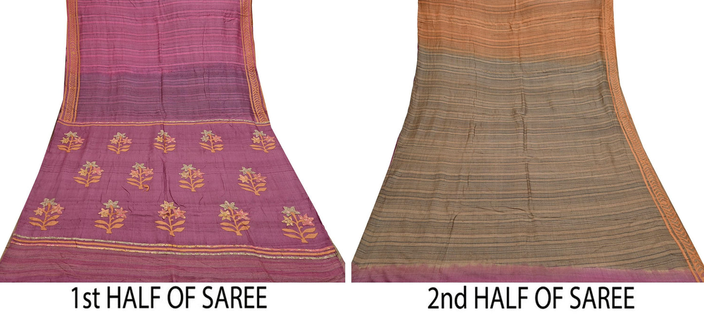 Indian Vintage Saree Maroon Pure Khadi Silk Handloom Hand Beaded Sari Fabric 6yard Ethnic Zari Dressmaking Crafting Upcycle Quilting