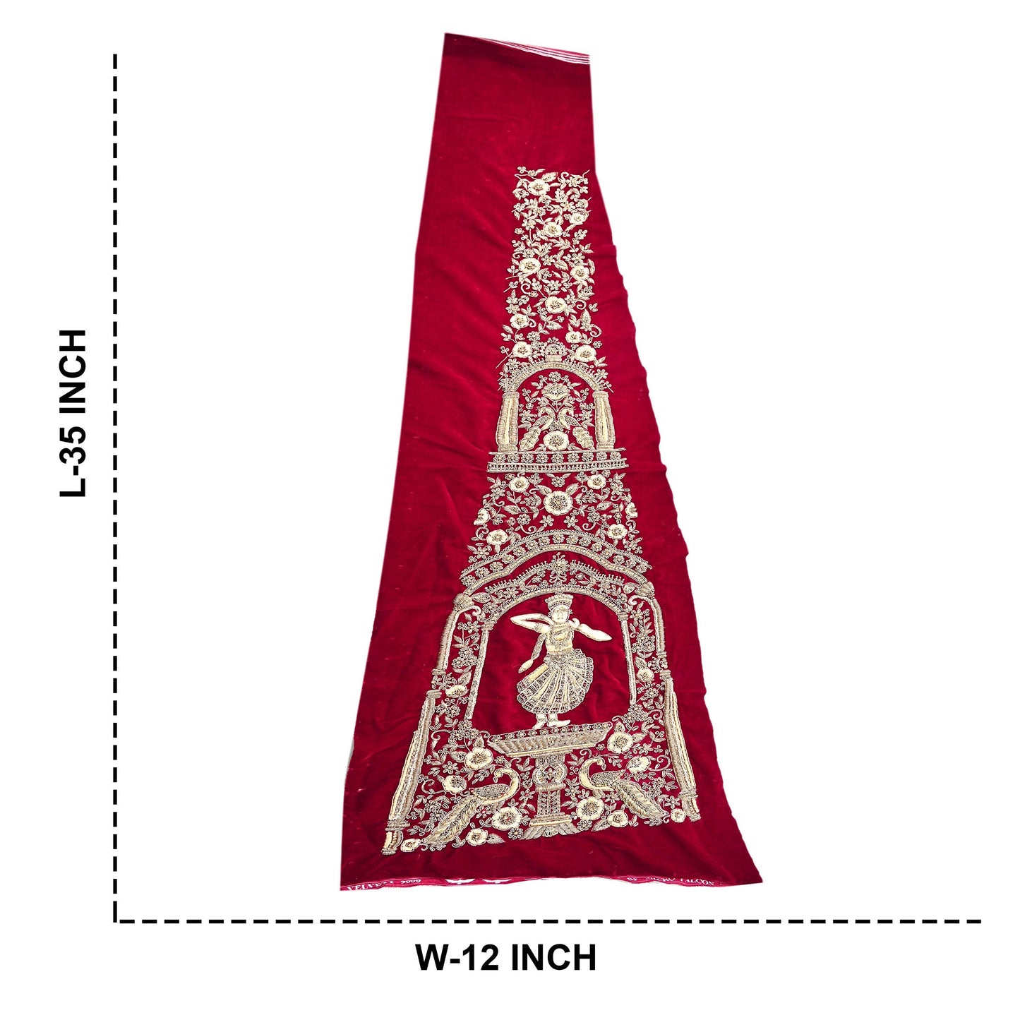 Indian Vintage Red velvet Appliques Set of 1 Hand-Embroidered Floral Patches with Zardozi,Dabka, Zari,for Craft, Journals