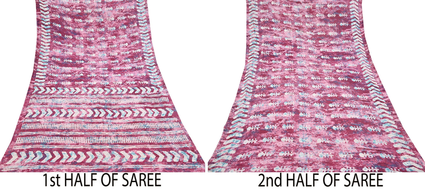 Indian Vintage Sari Green& Ivory Batik Printed Saree 100% Pure Cotton 5Yd Craft Fabric Soft Sewing Sarong Wrap Boho Quilting Dress Making