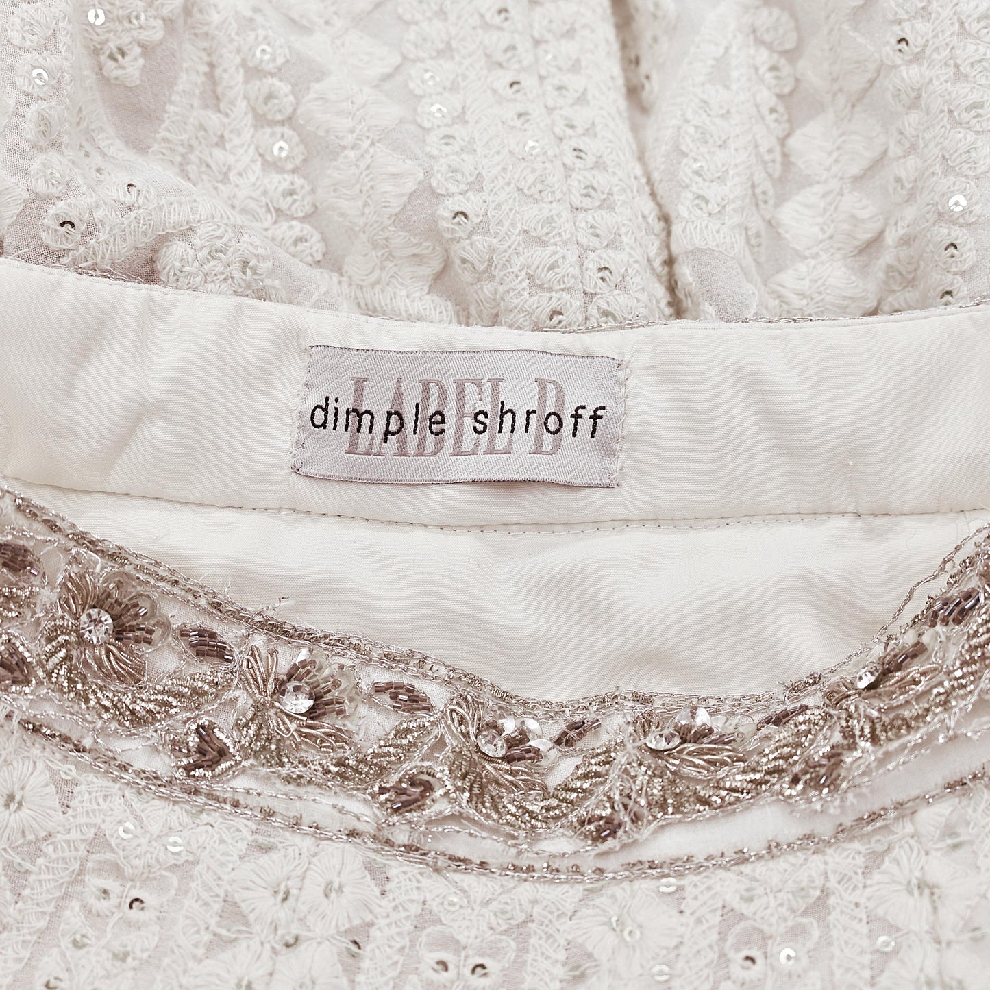 Indian Pre-owned Ivory Embroidered Lehenga/Skirt By Designer dimple shroff Pure Georgette Silk